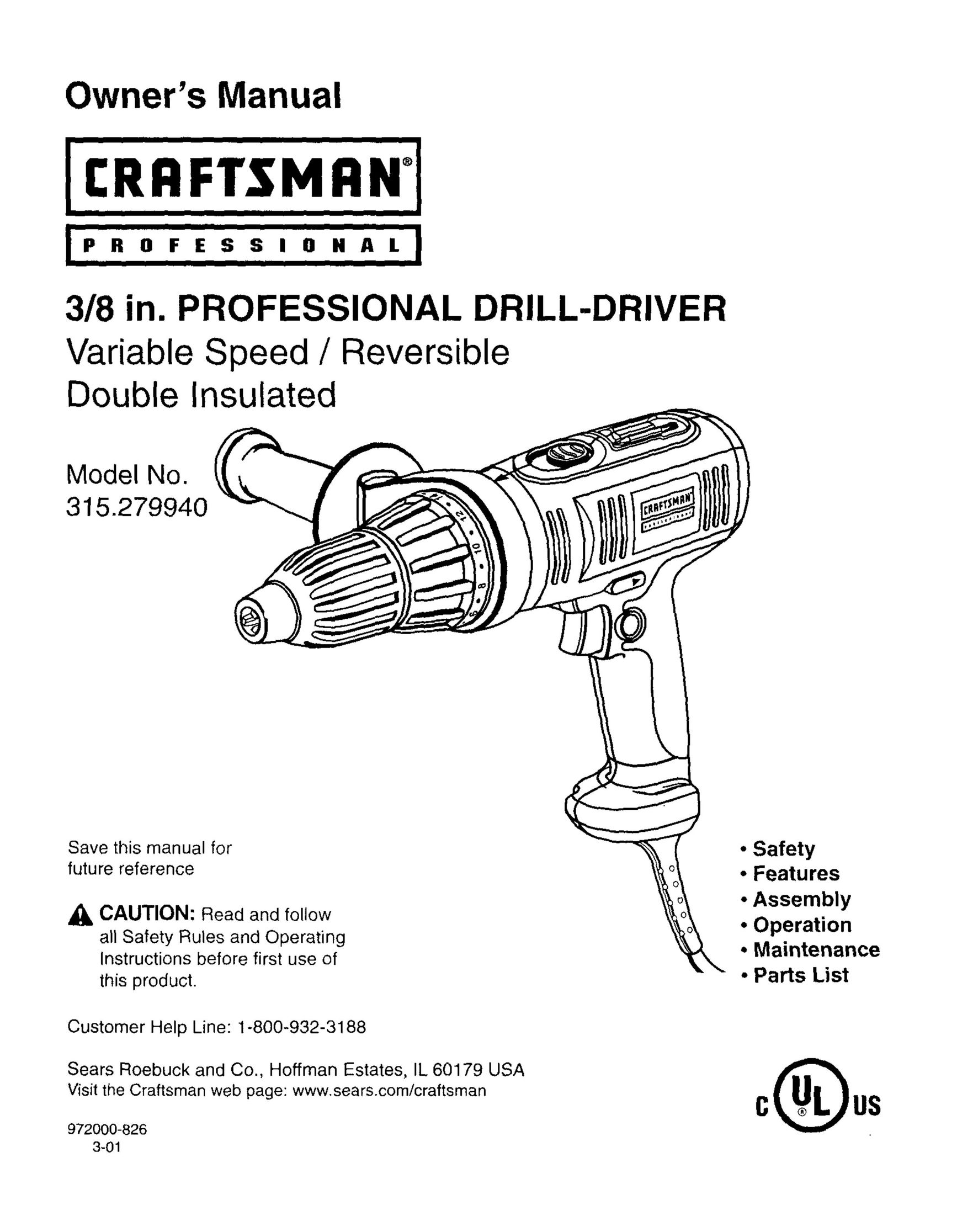 Craftsman 315.27994 Drill User Manual