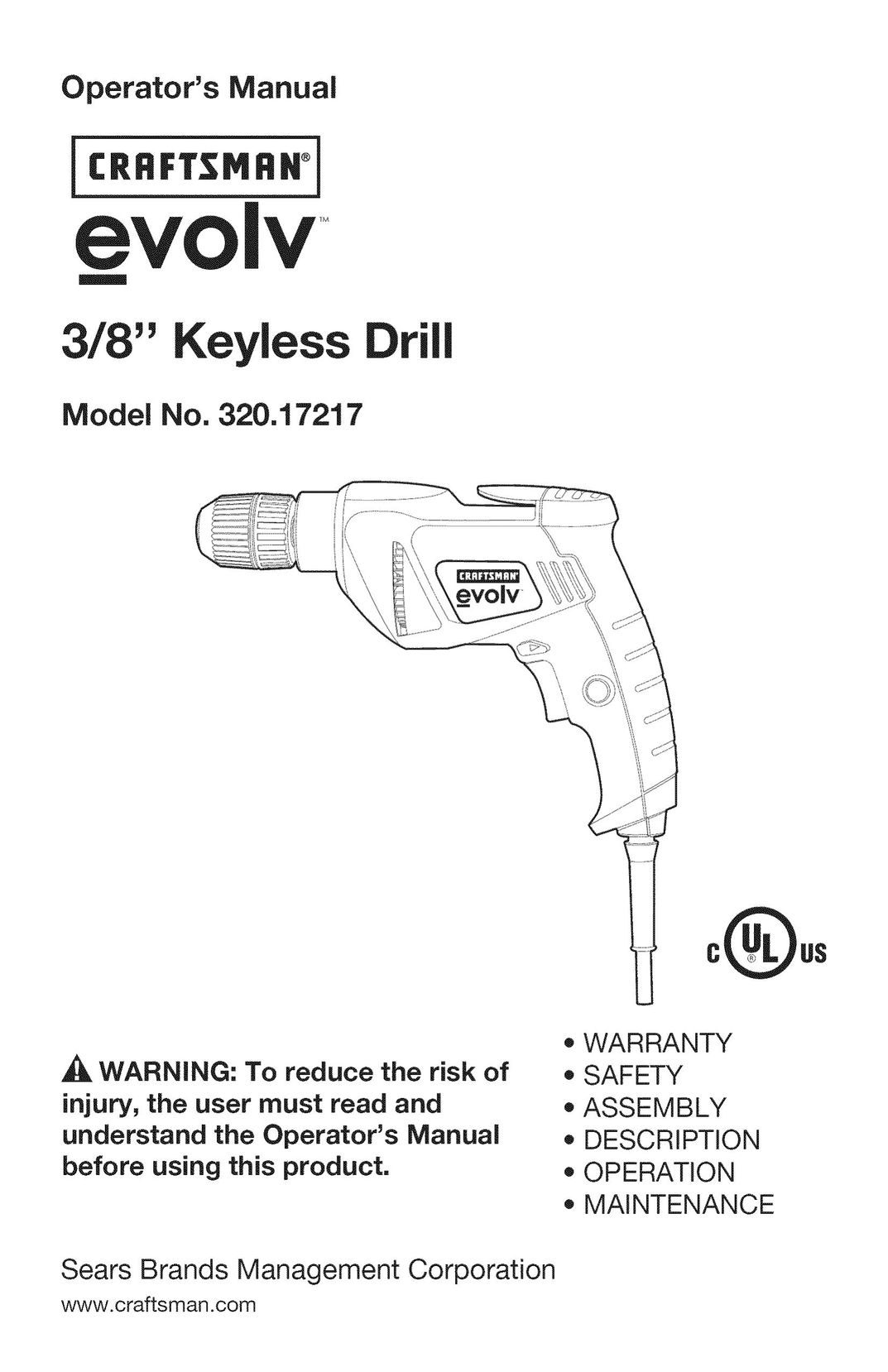 Craftsman 320.17217 Drill User Manual