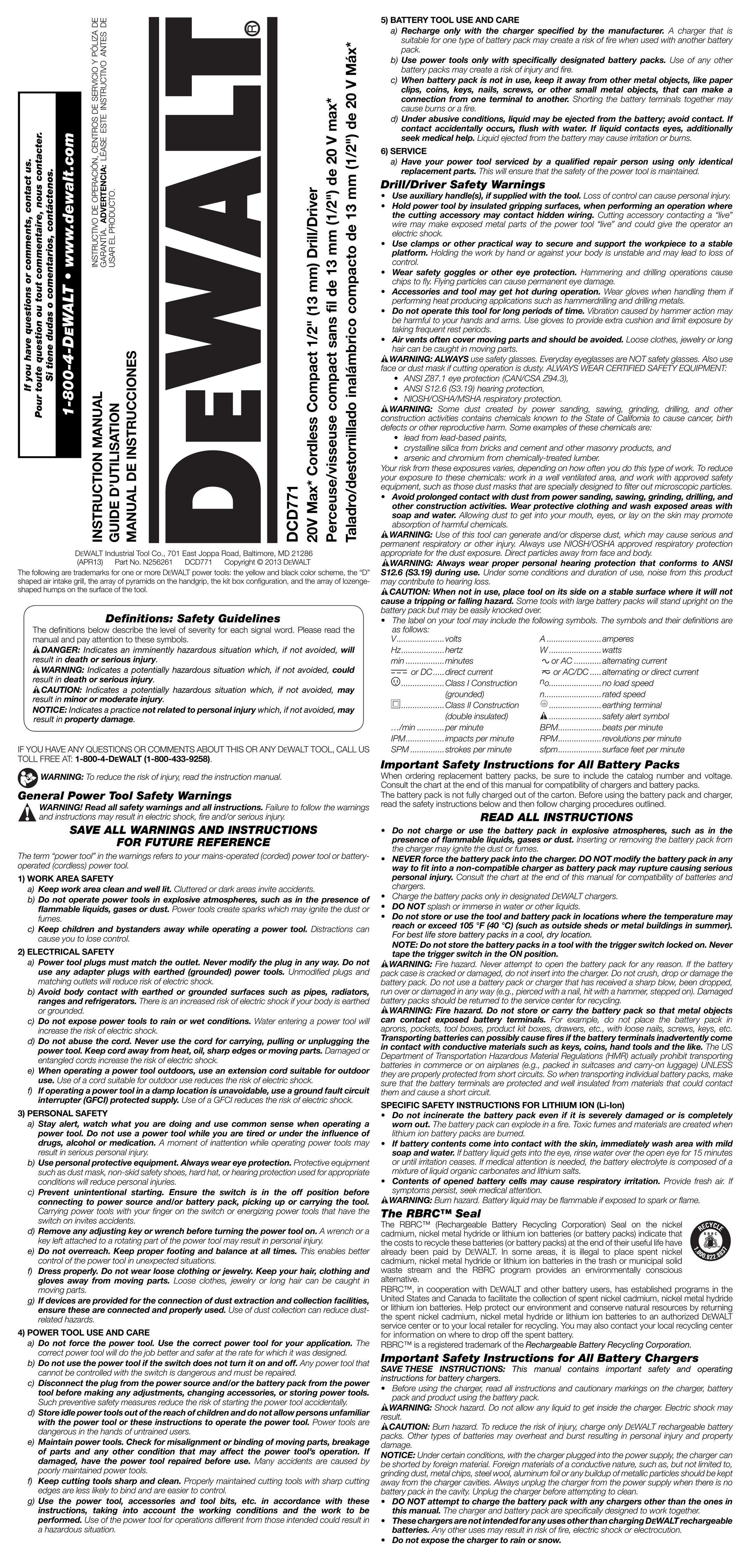 DeWalt DCD771C2R Drill User Manual