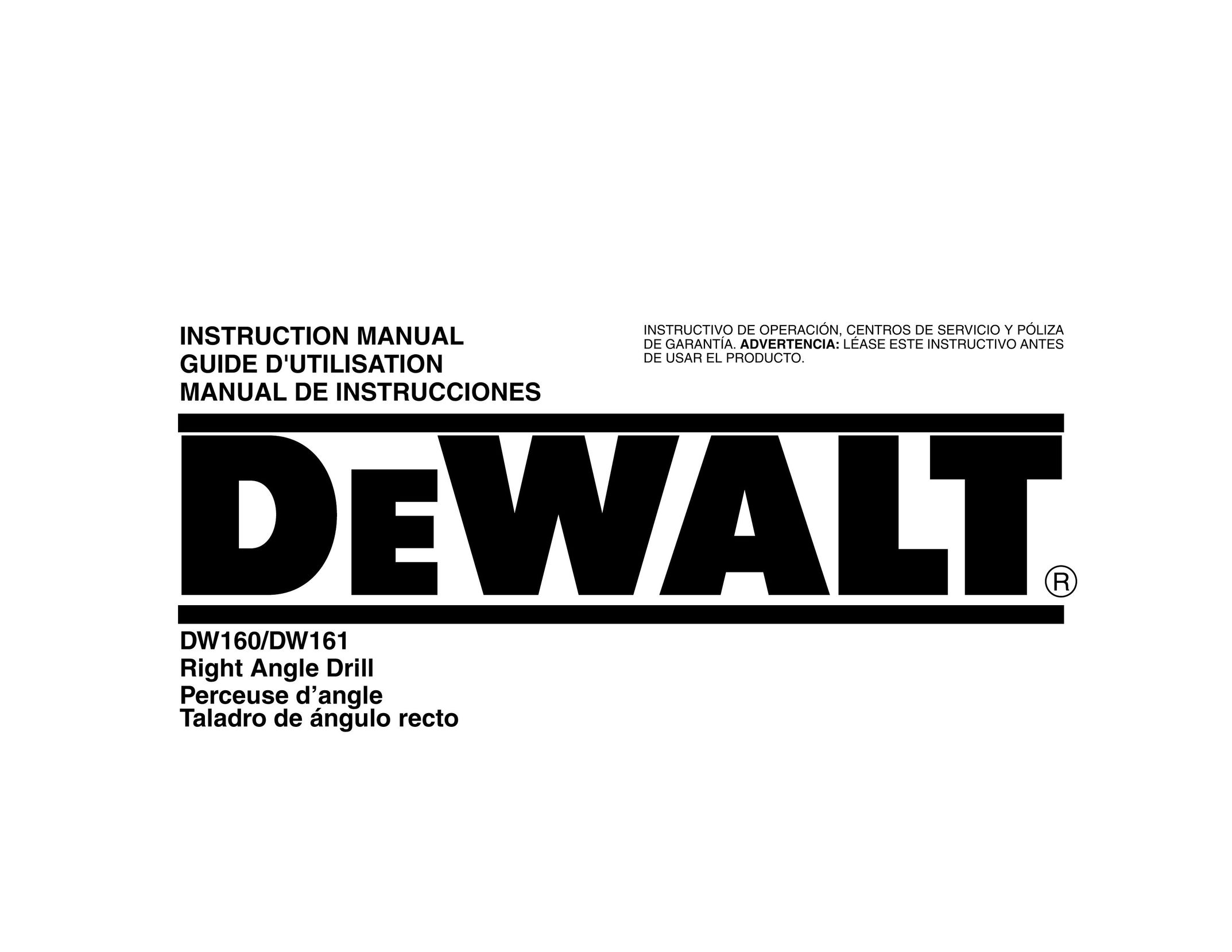 DeWalt DW161 Drill User Manual