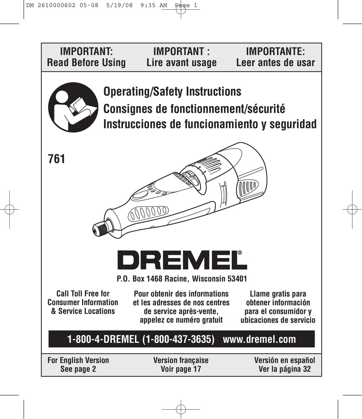 Dremel 761 Drill User Manual