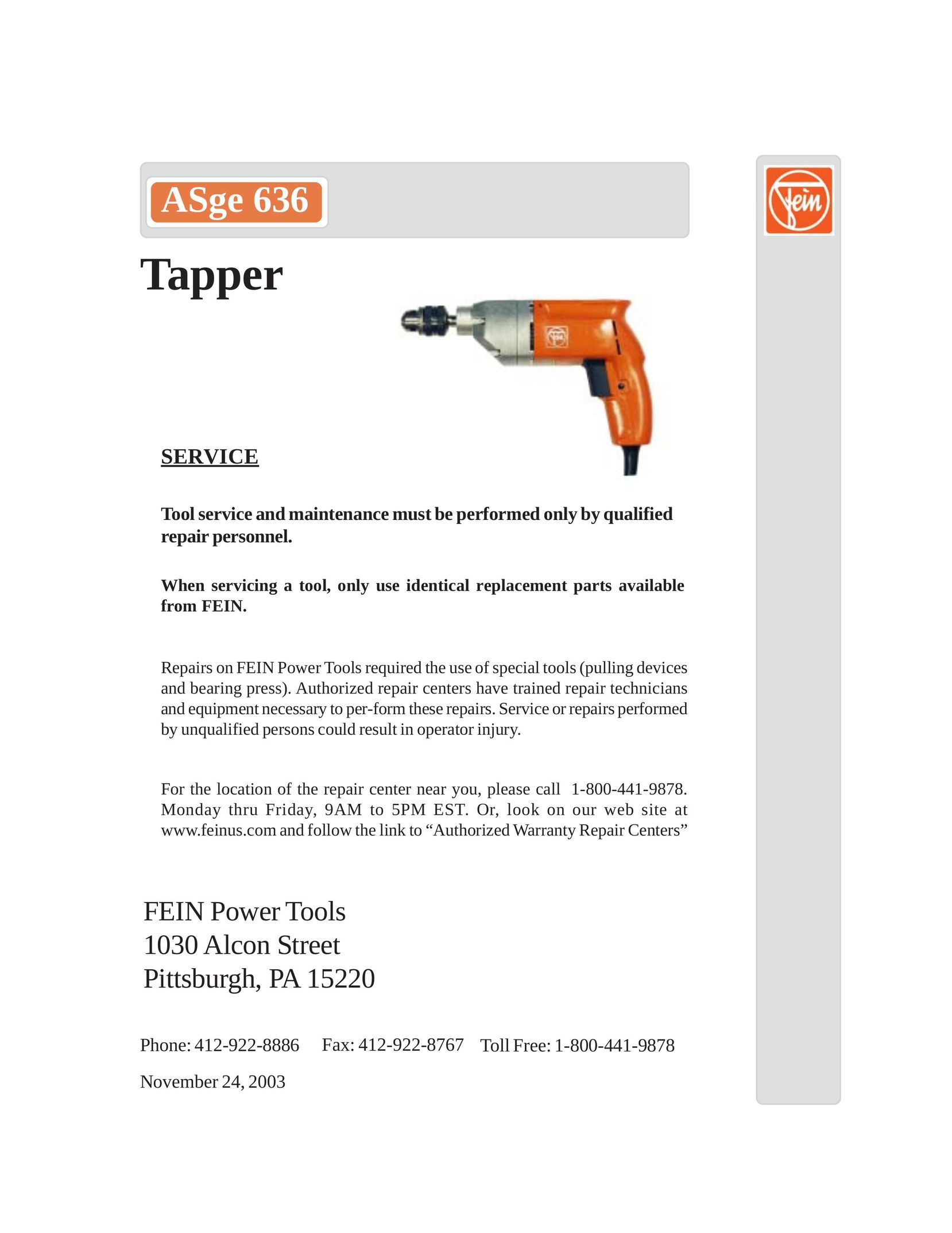 FEIN Power Tools ASge 636 Drill User Manual