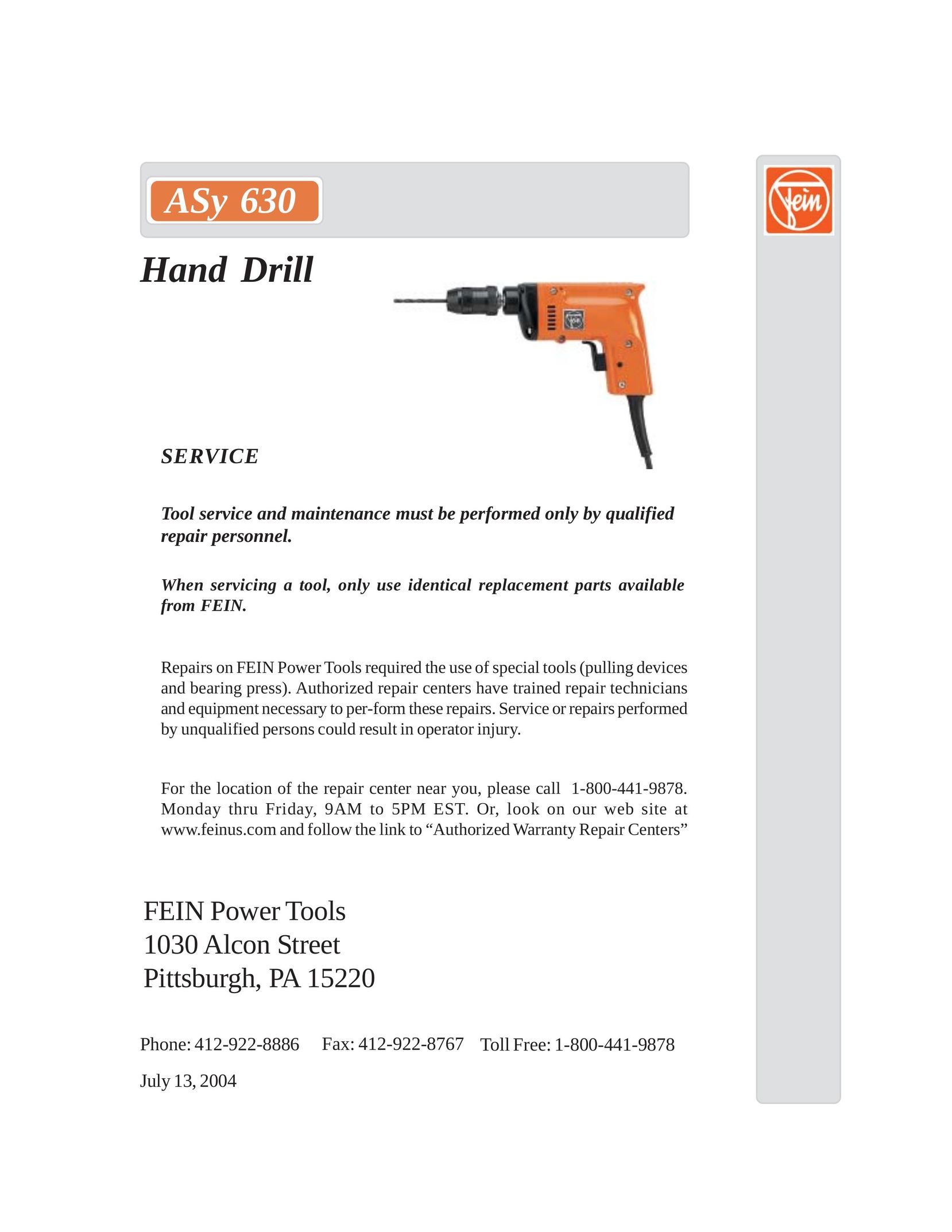 FEIN Power Tools ASy 630 Drill User Manual