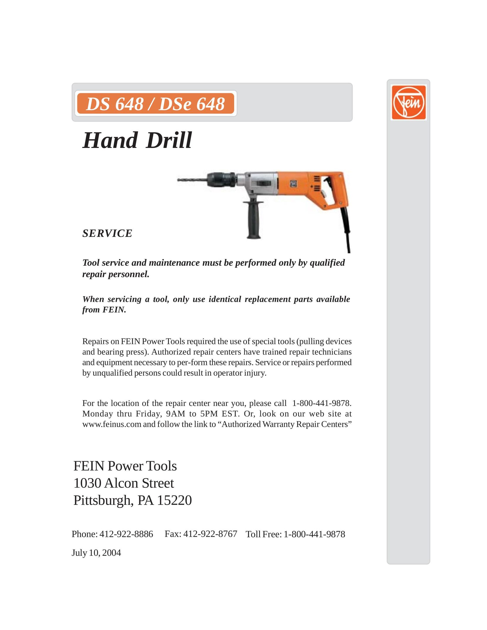 FEIN Power Tools DS 648 Drill User Manual