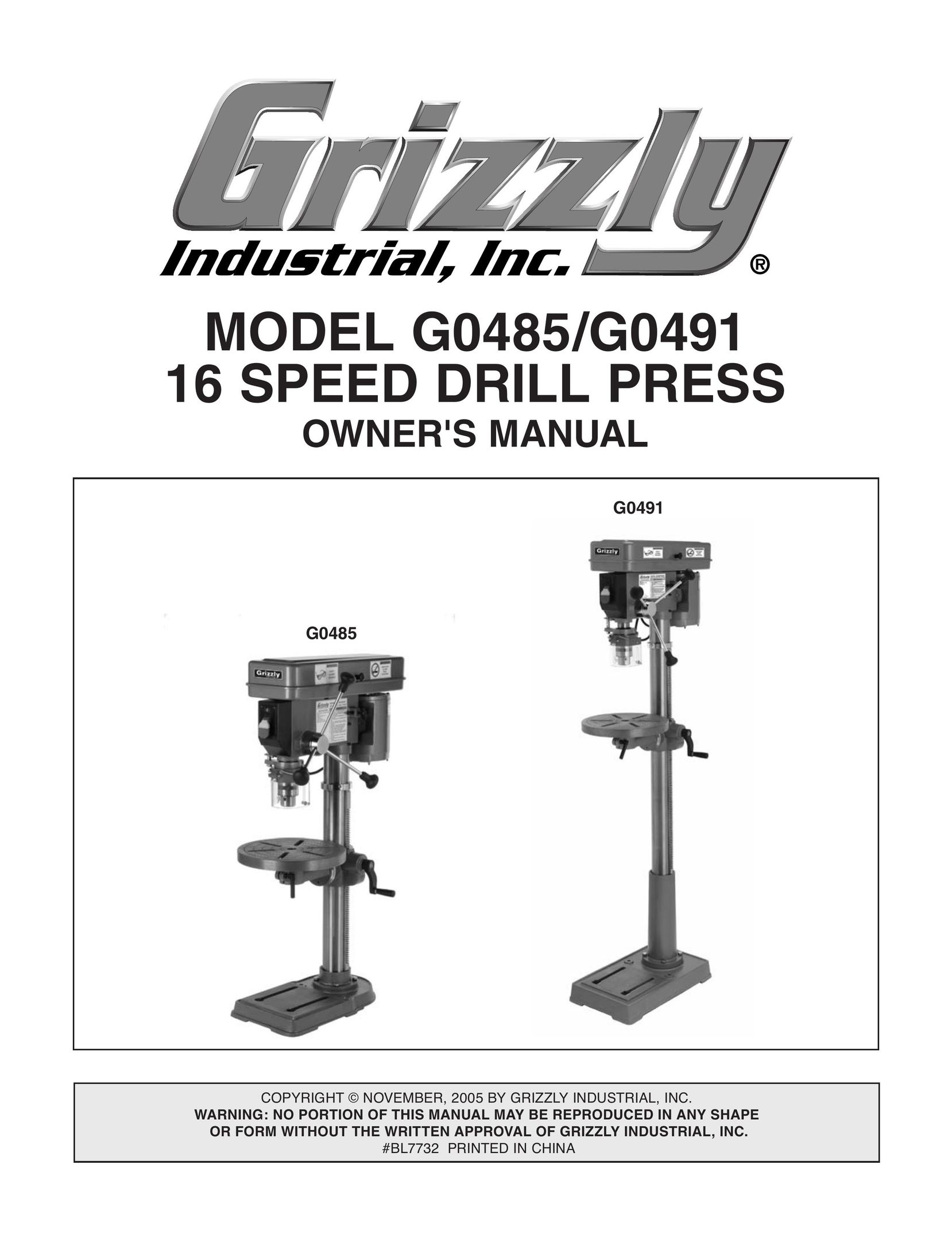 Grizzly G0485 Drill User Manual