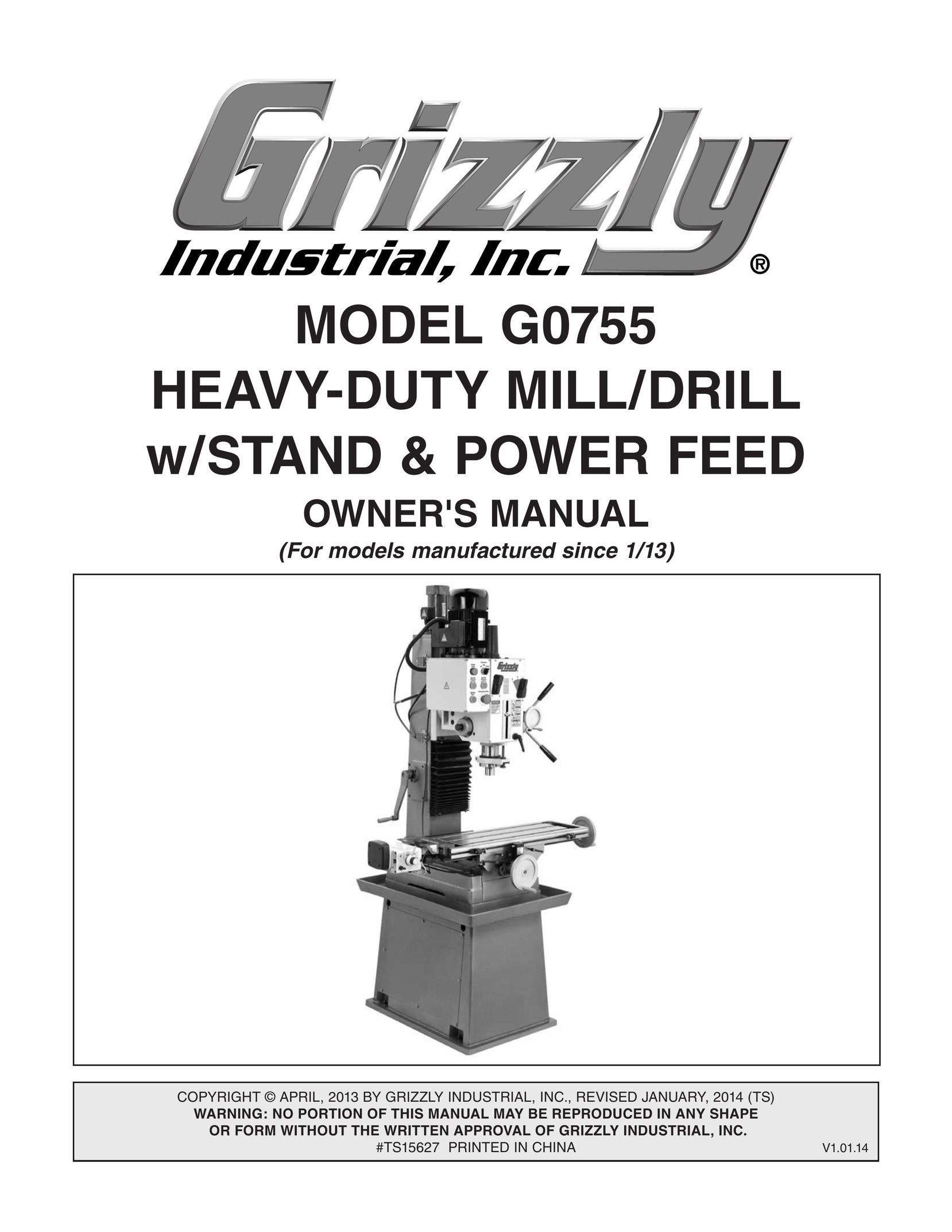 Grizzly G0755 Drill User Manual