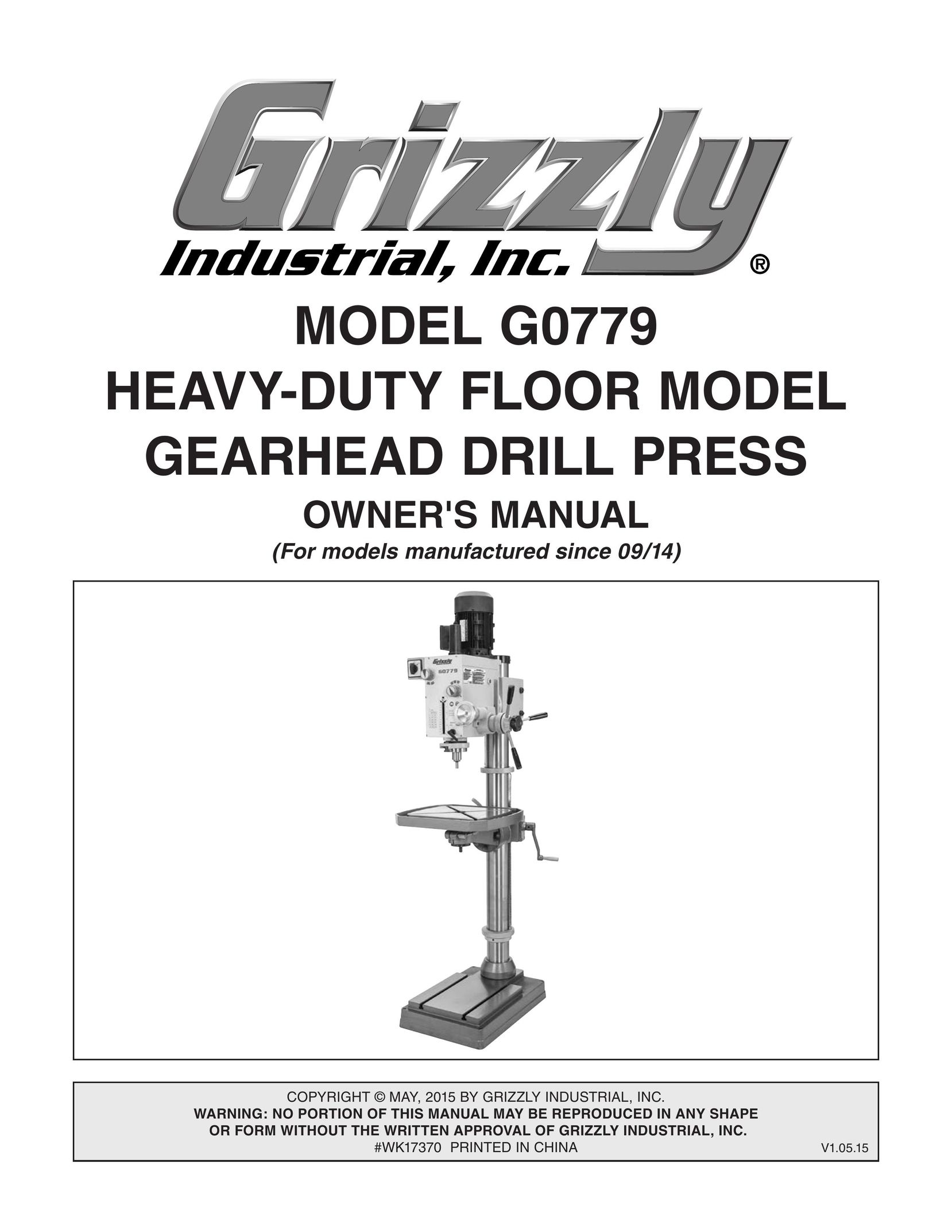Grizzly G0779 Drill User Manual