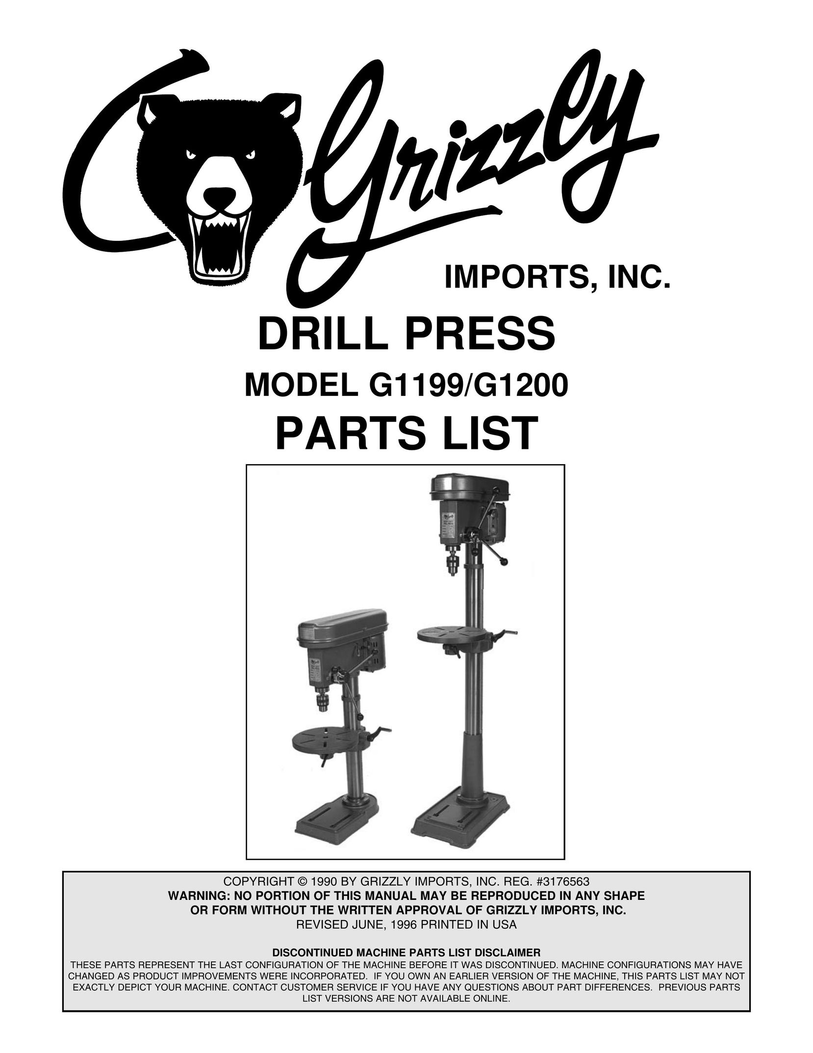 Grizzly G1199 Drill User Manual