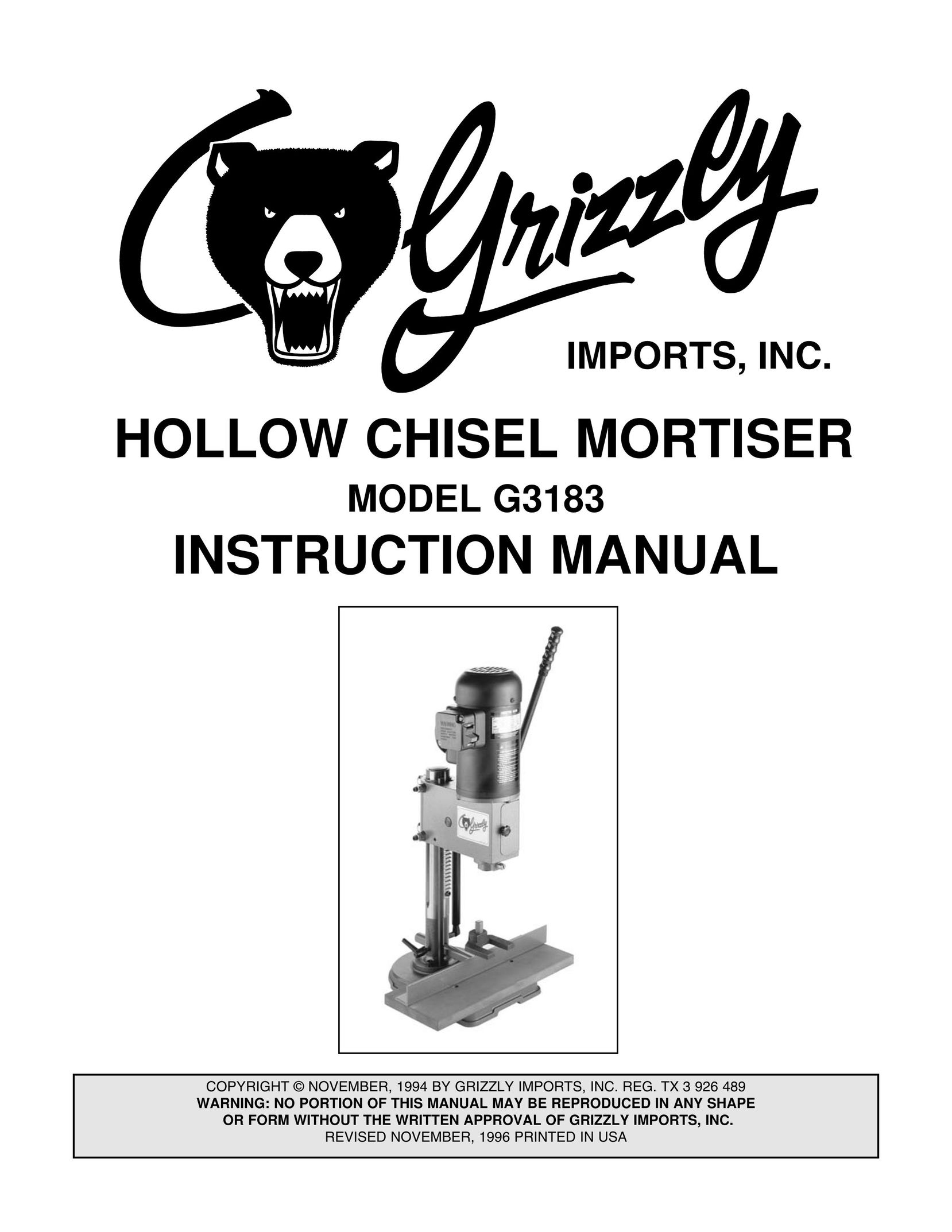 Grizzly G3183 Drill User Manual