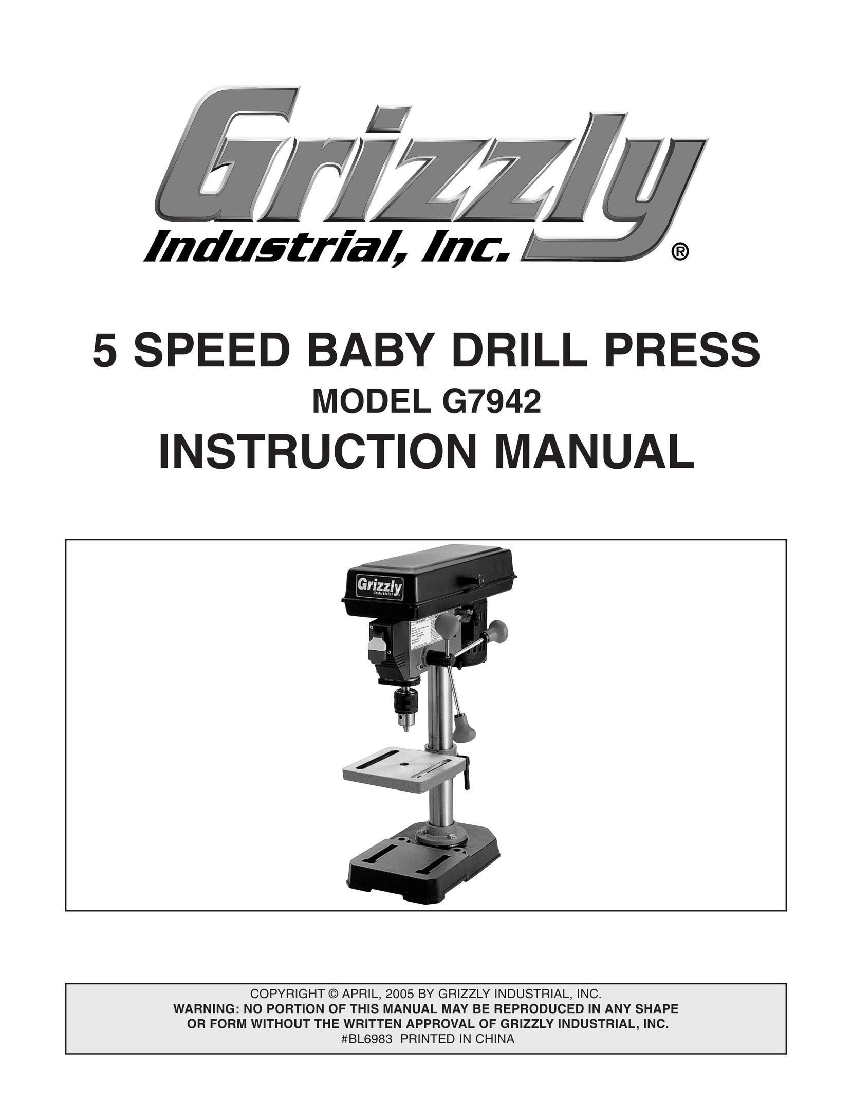 Grizzly G7942 Drill User Manual