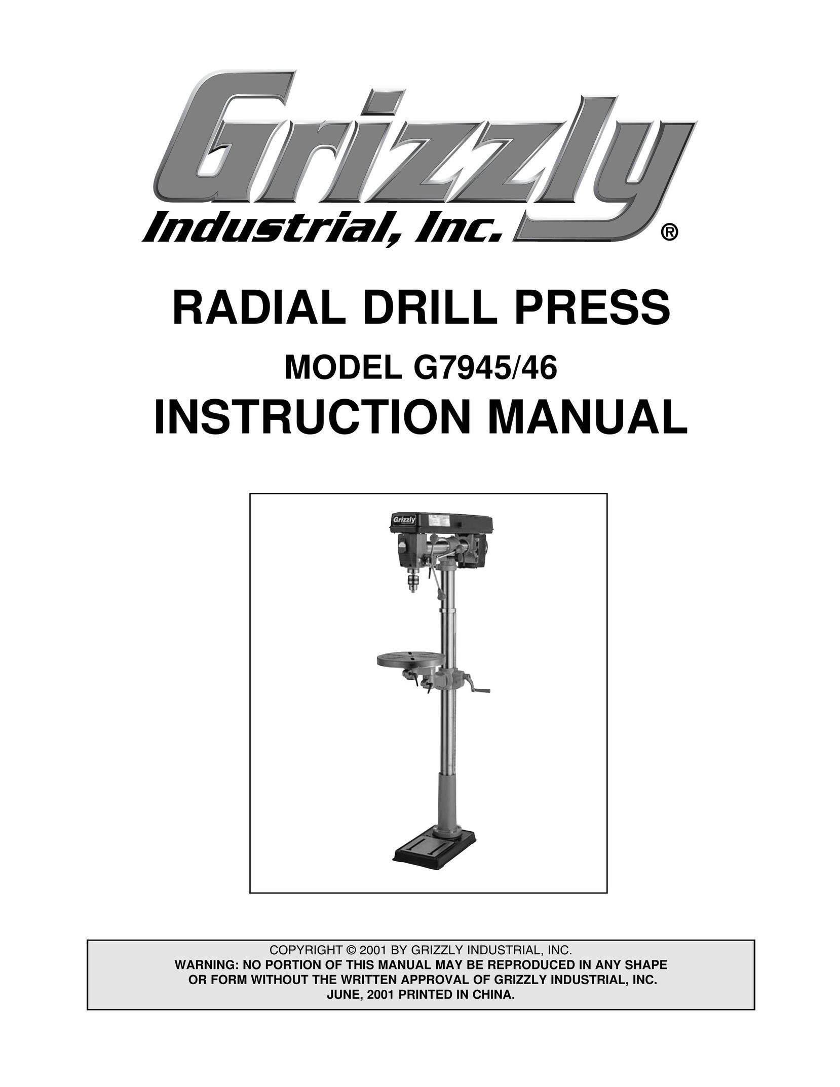 Grizzly G7945 Drill User Manual