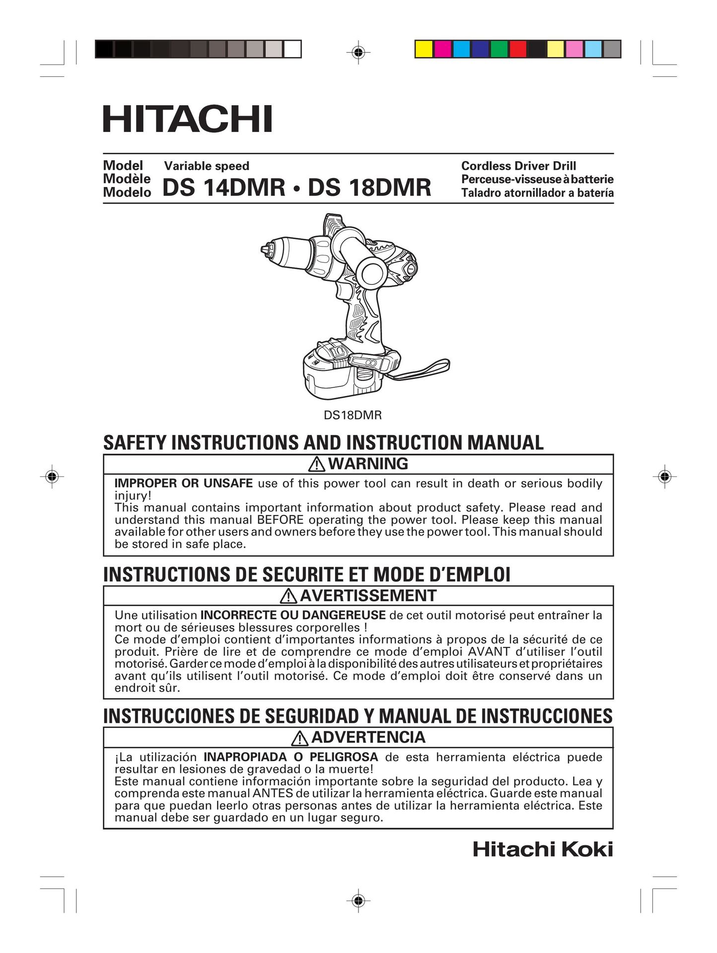 Hitachi DS 18DMR Drill User Manual