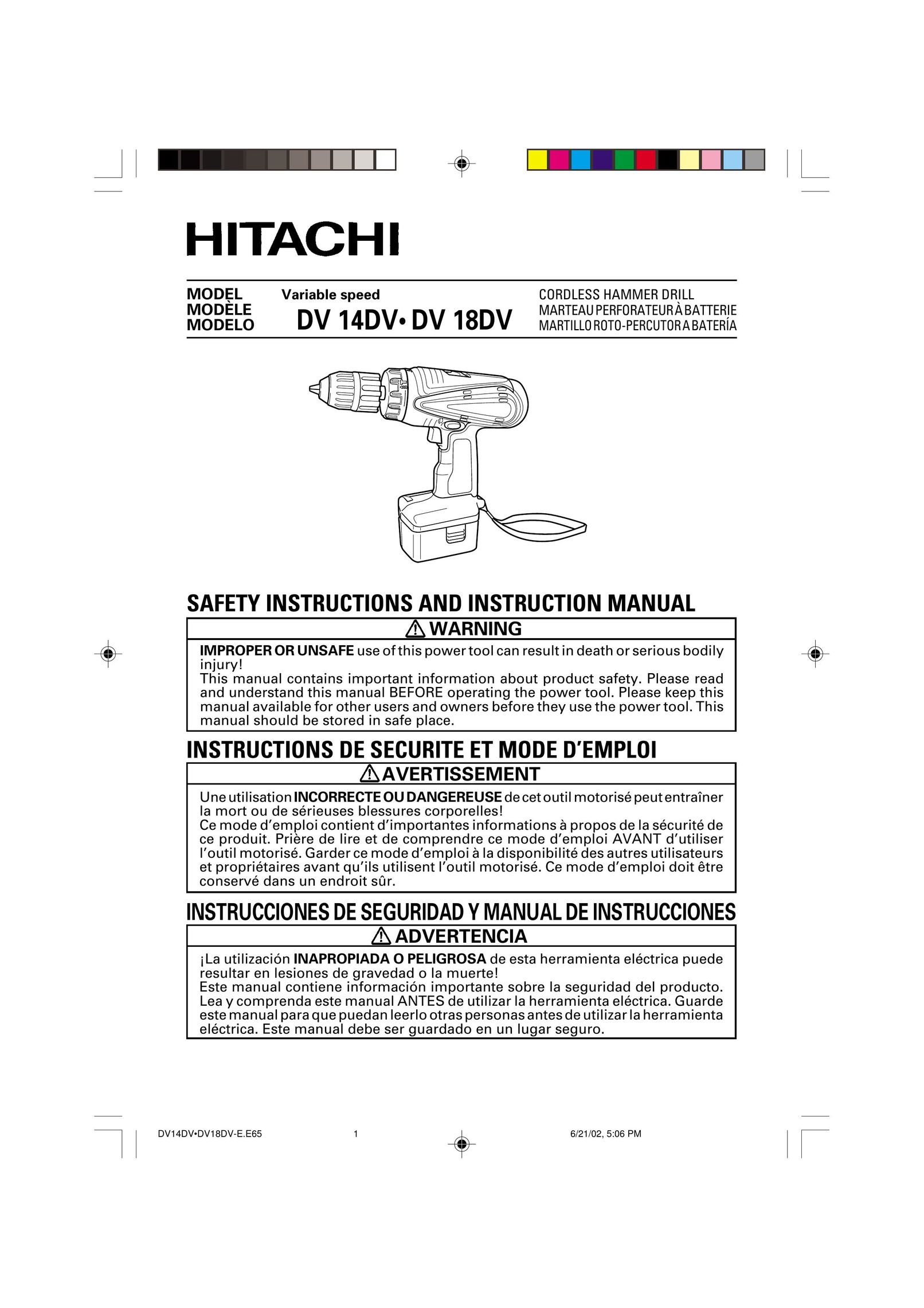 Hitachi DV 14DV Drill User Manual