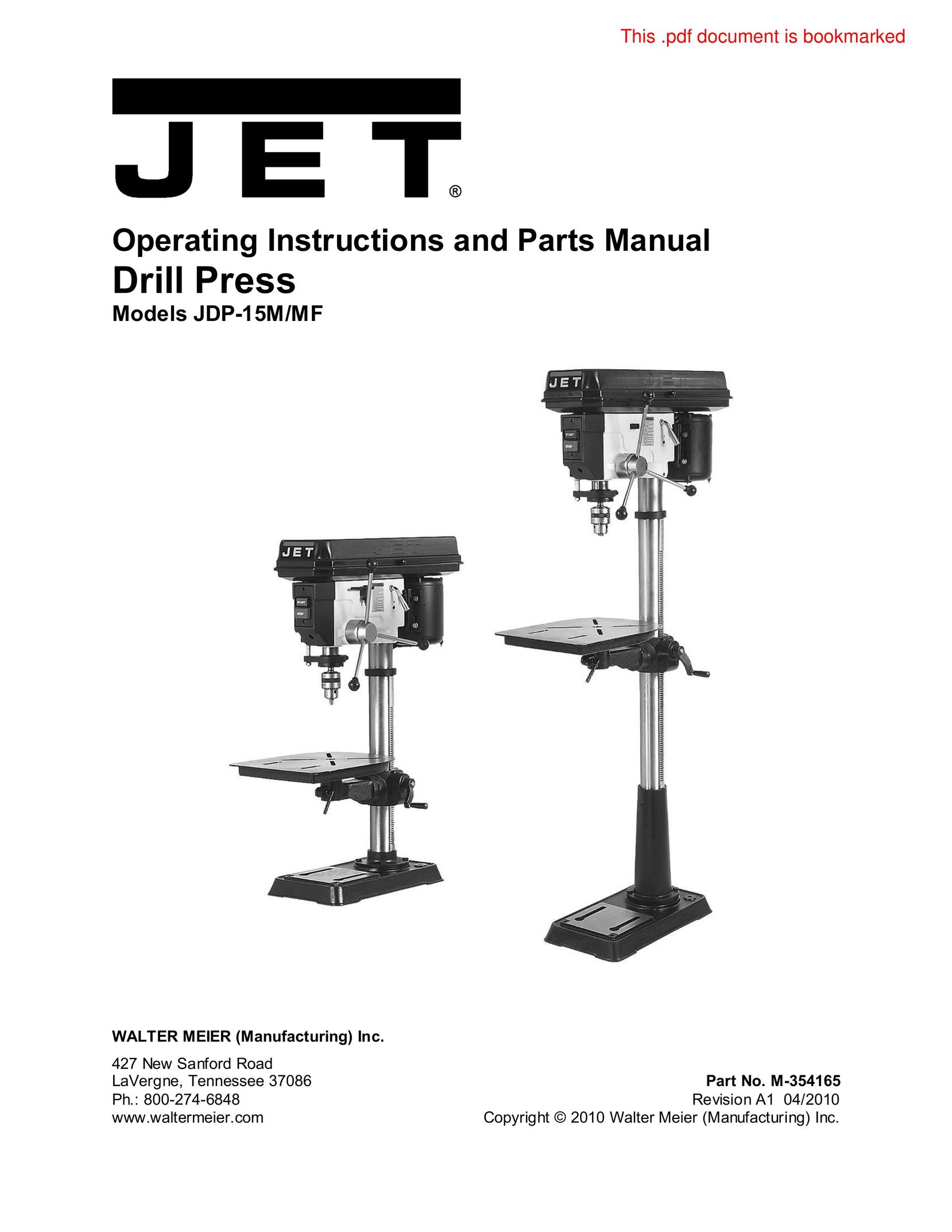 Jet Tools JDP-15M/MF Drill User Manual