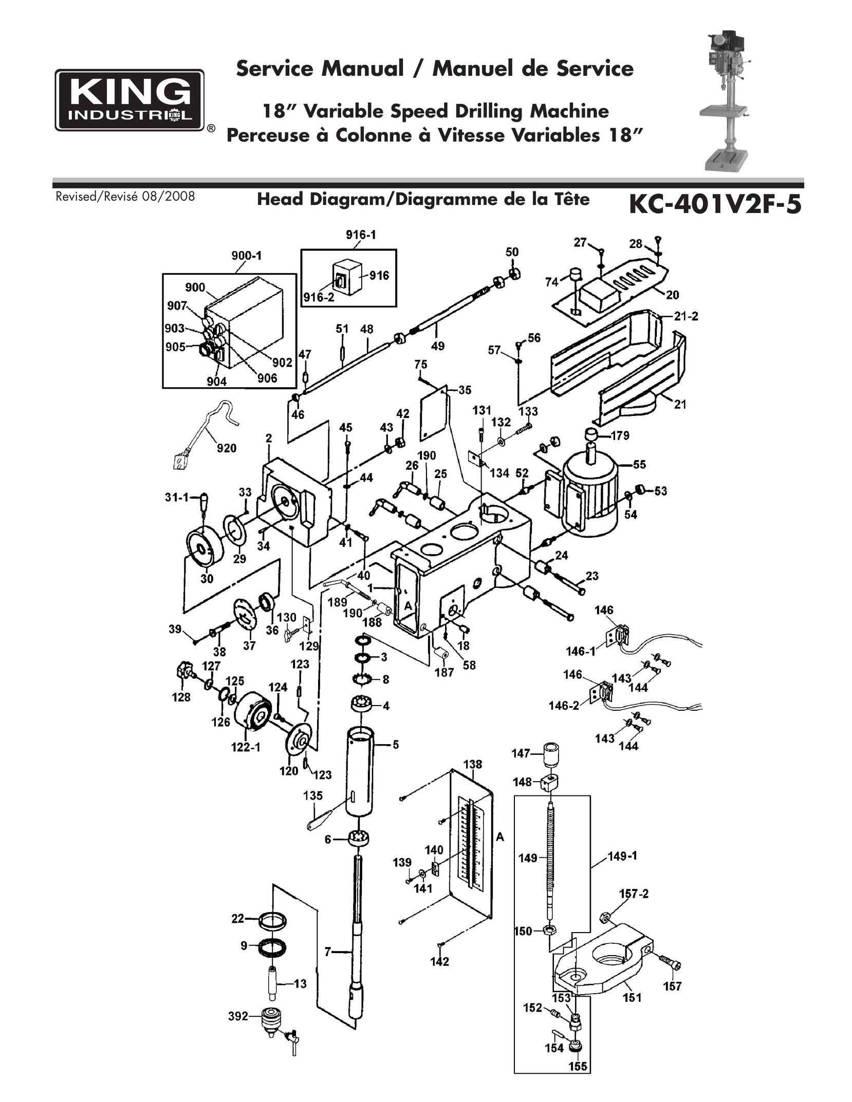 King Canada KC-401V2F-5 Drill User Manual