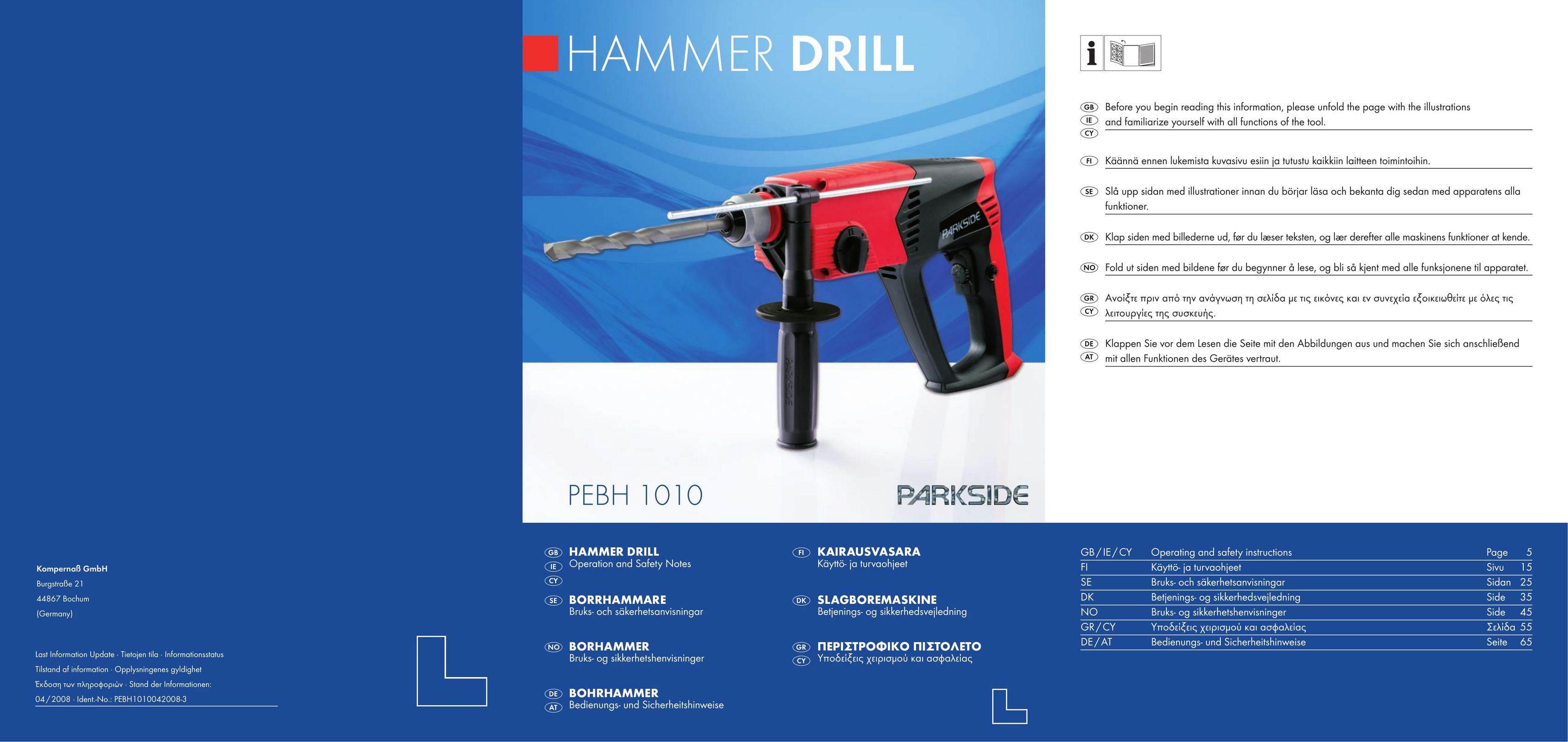 Kompernass PEBH 1010 Drill User Manual