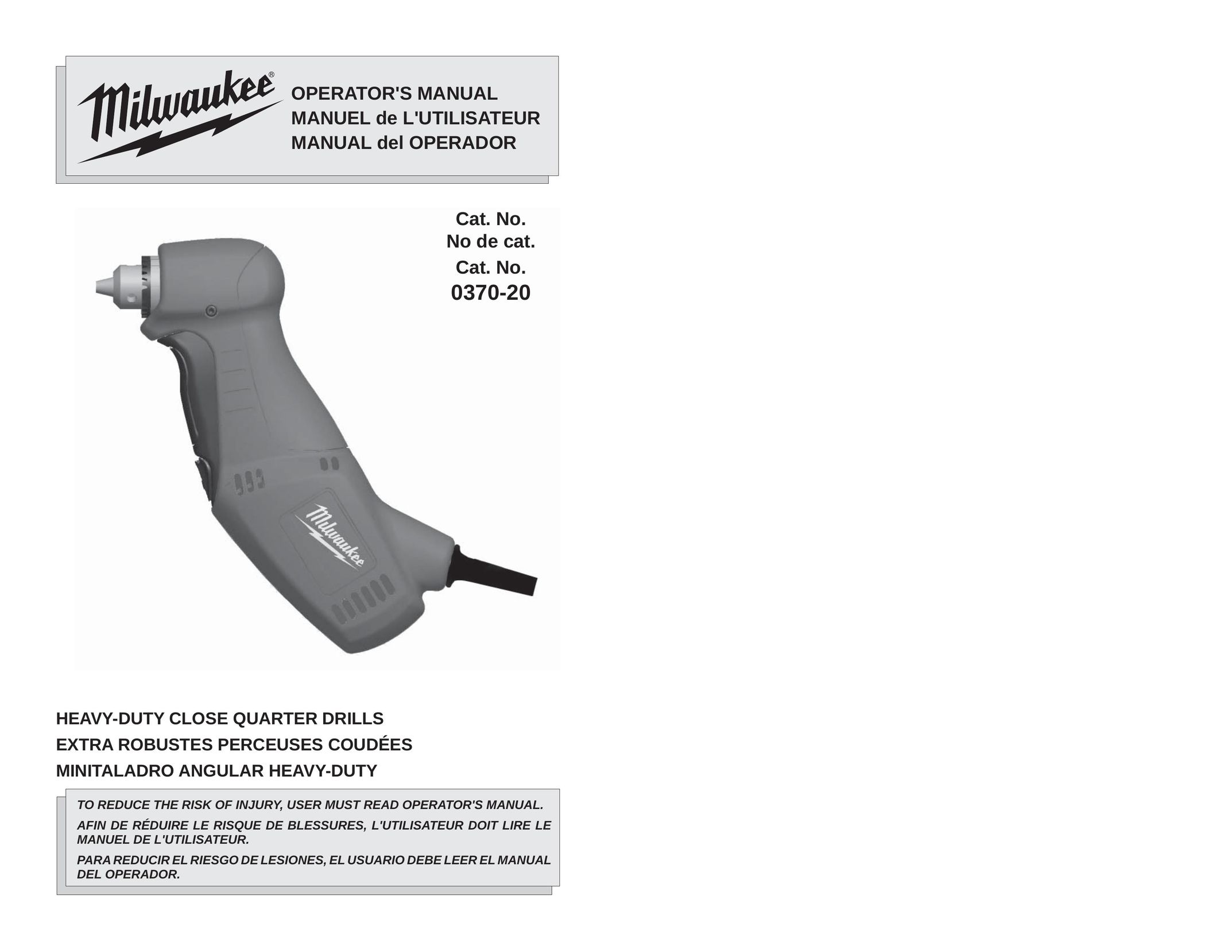 Milwaukee 0370-20 Drill User Manual