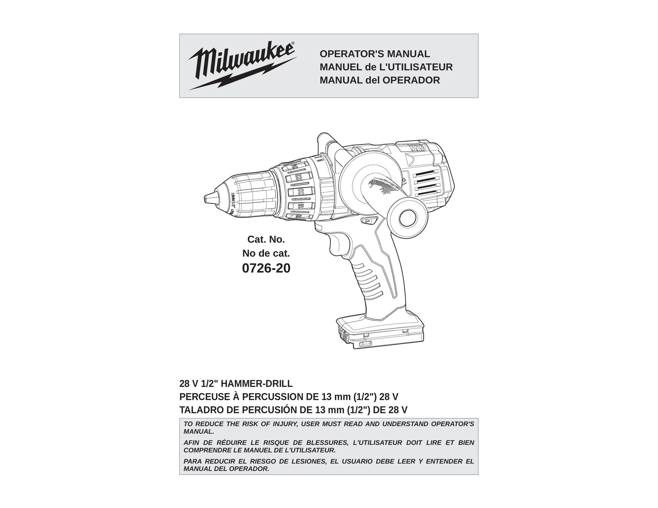 Milwaukee 0726-20 Drill User Manual