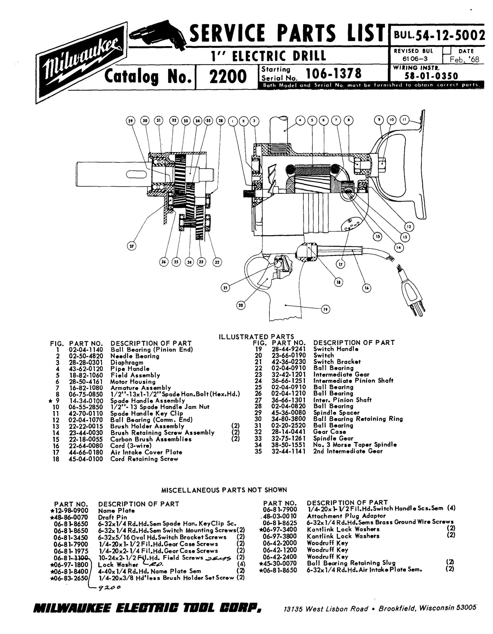 Milwaukee 16-82-1080 Drill User Manual