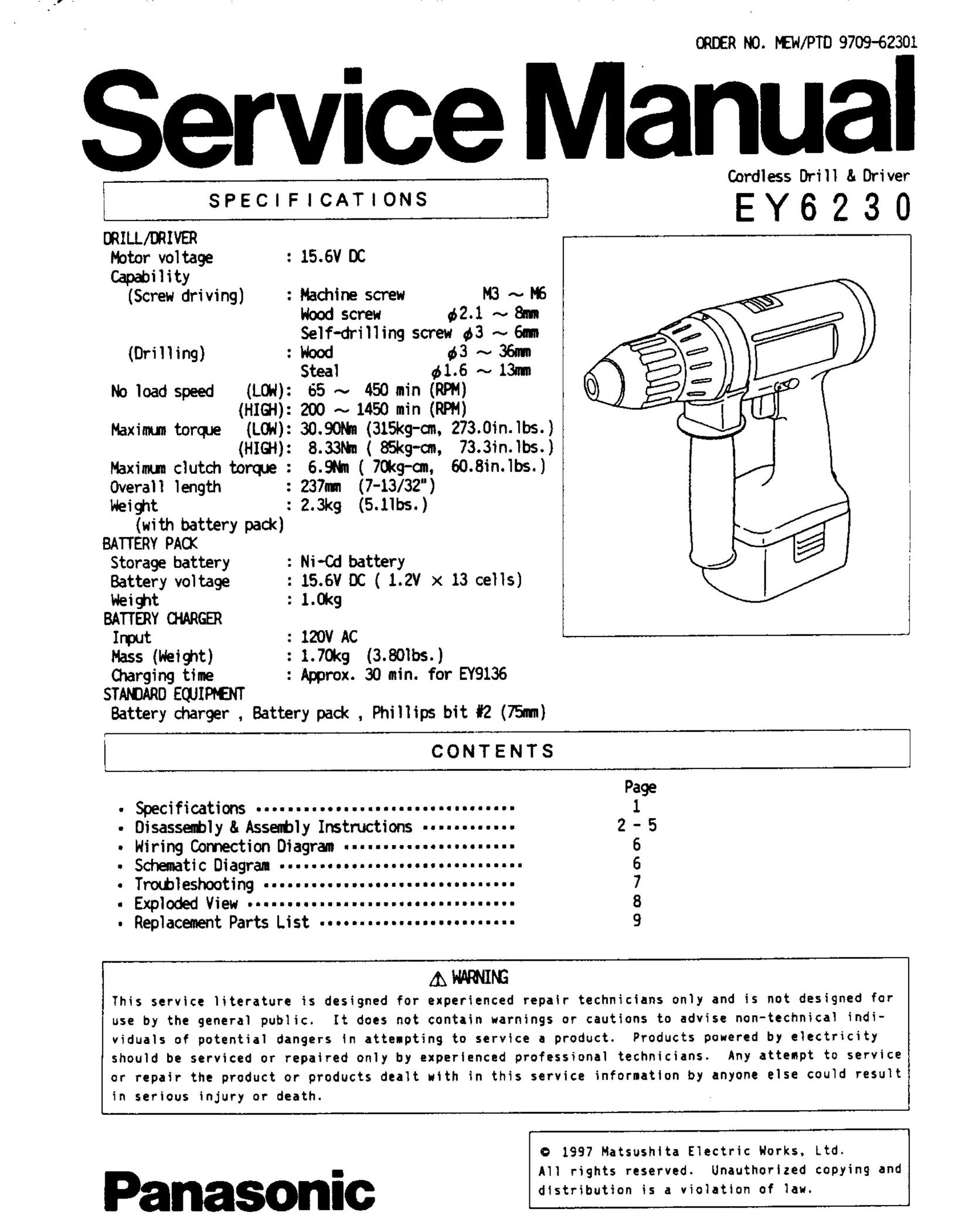 Panasonic EY6230 Drill User Manual