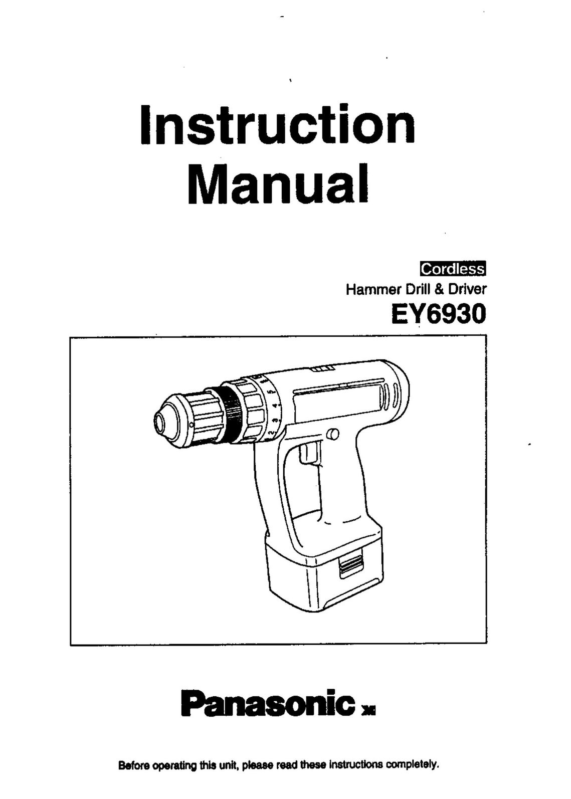 Panasonic EY6930 Drill User Manual