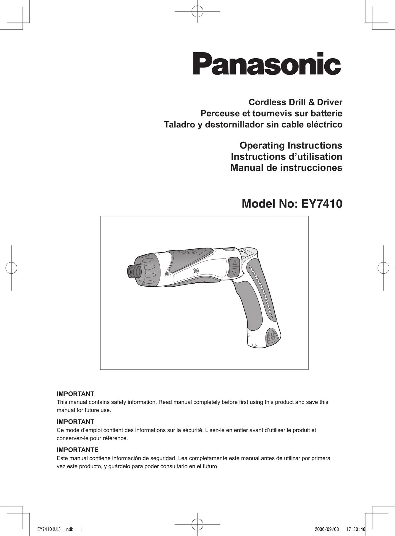 Panasonic EY7410 Drill User Manual