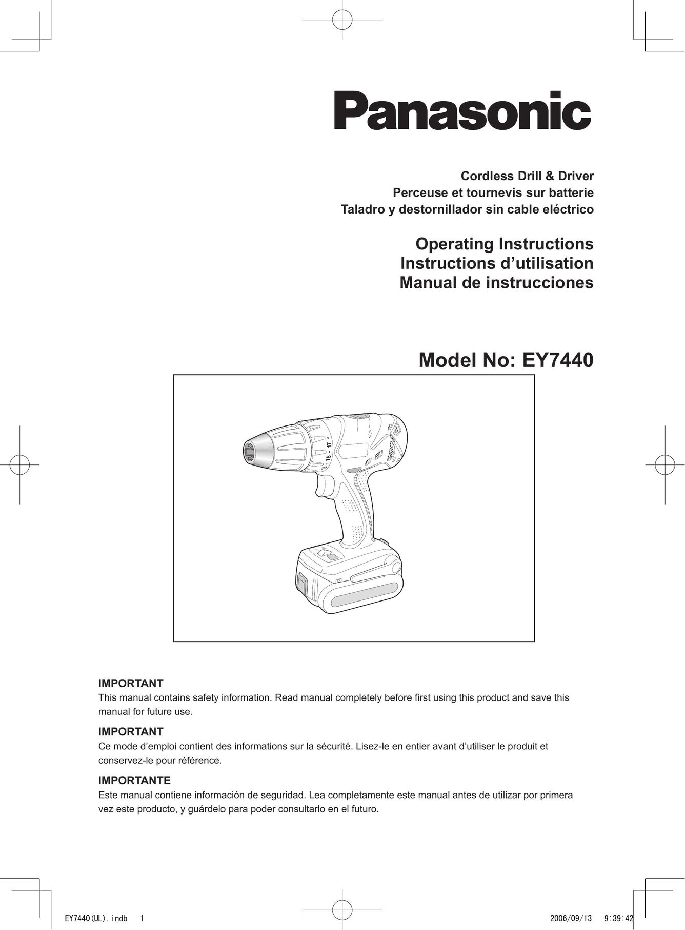 Panasonic EY7440 Drill User Manual