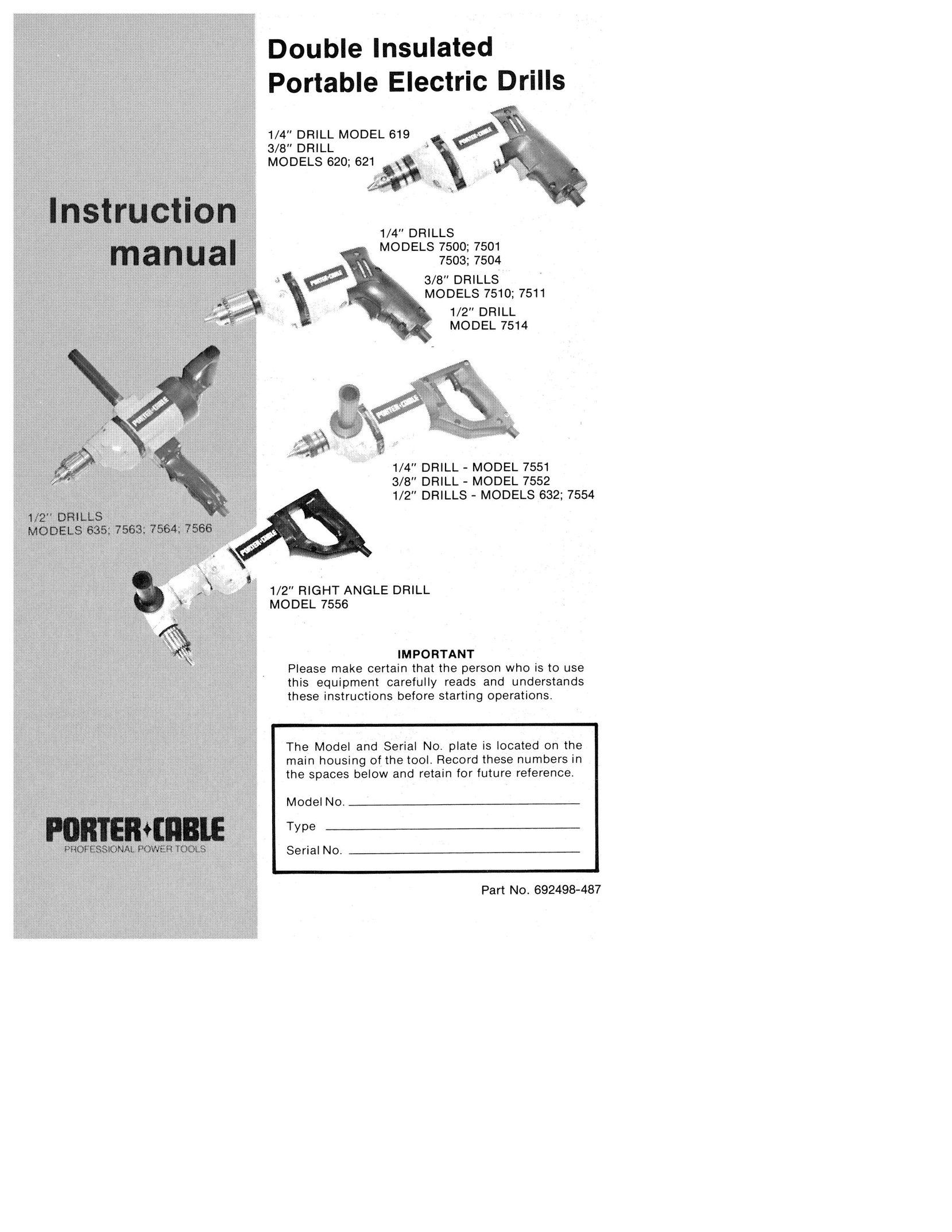 Porter-Cable 7511 Drill User Manual