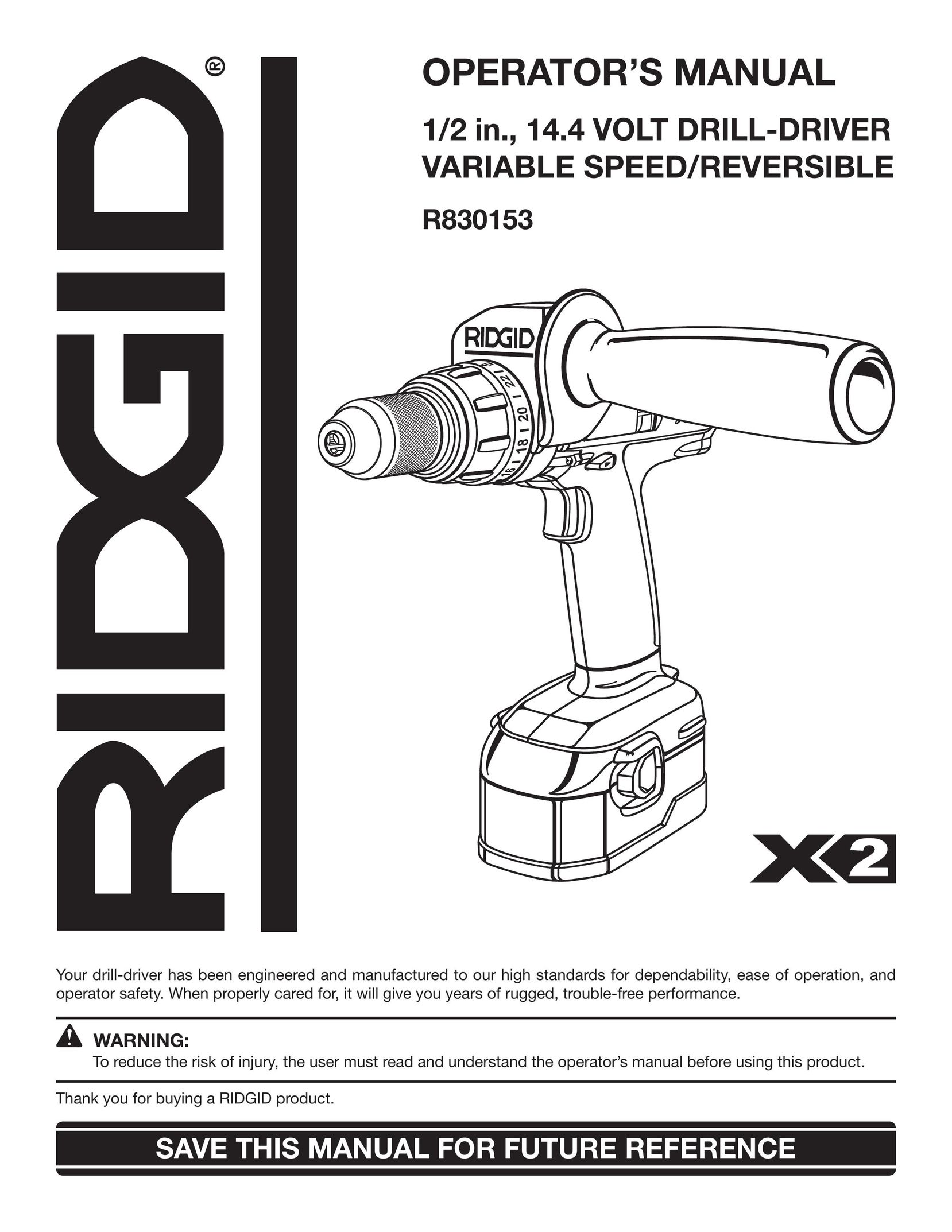 RIDGID R830153 Drill User Manual