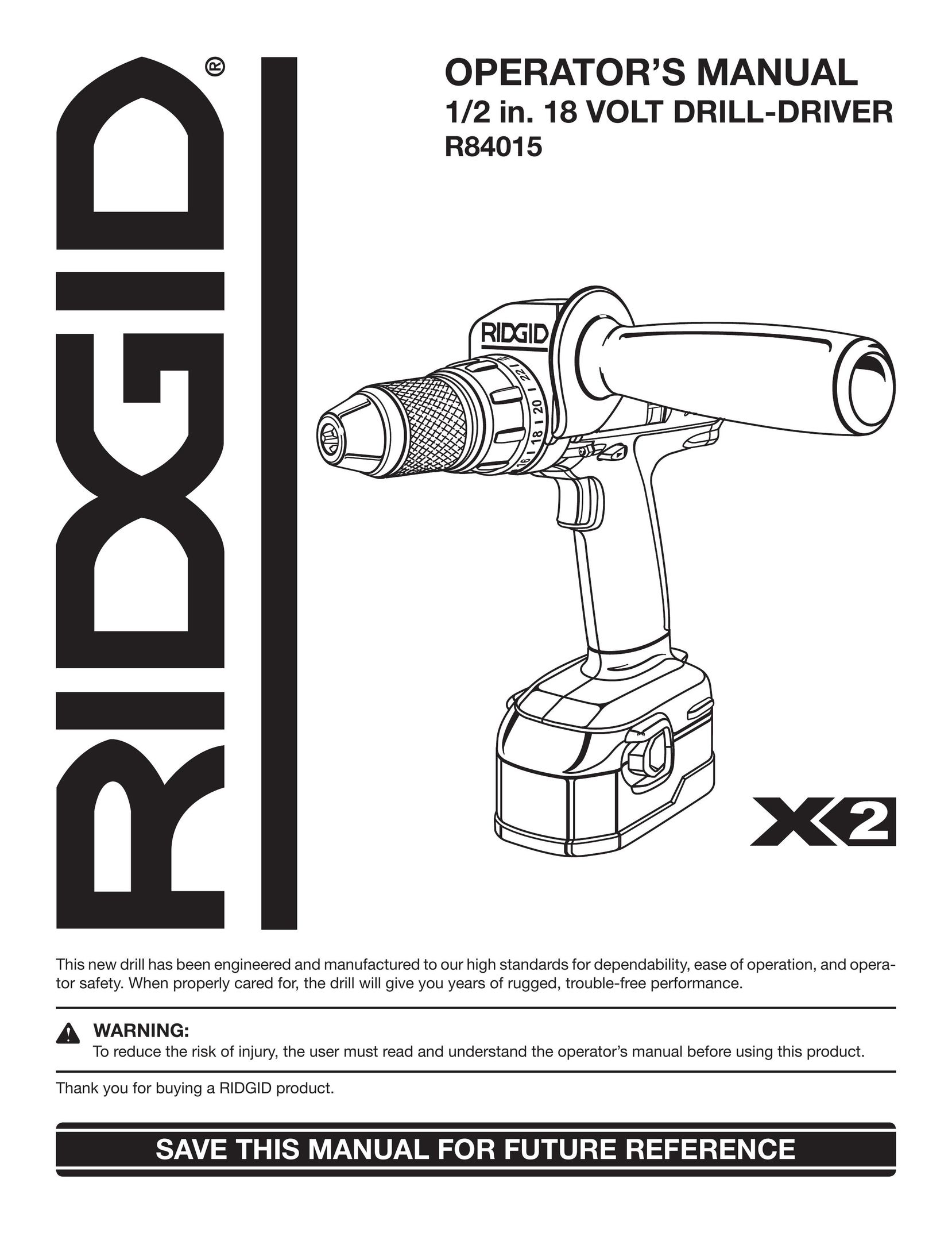 RIDGID R84015 Drill User Manual