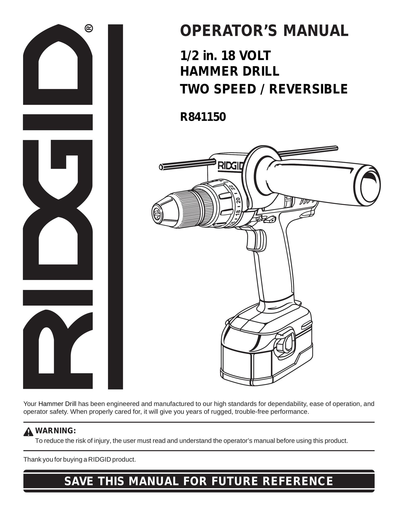 RIDGID R841150 Drill User Manual