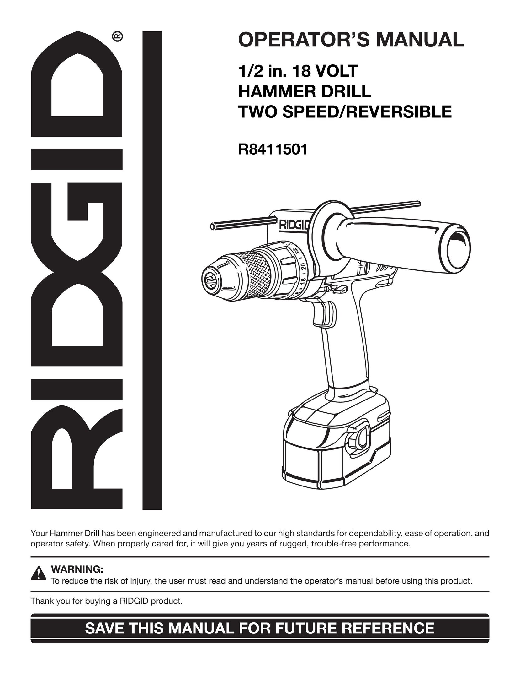 RIDGID R8411501 Drill User Manual