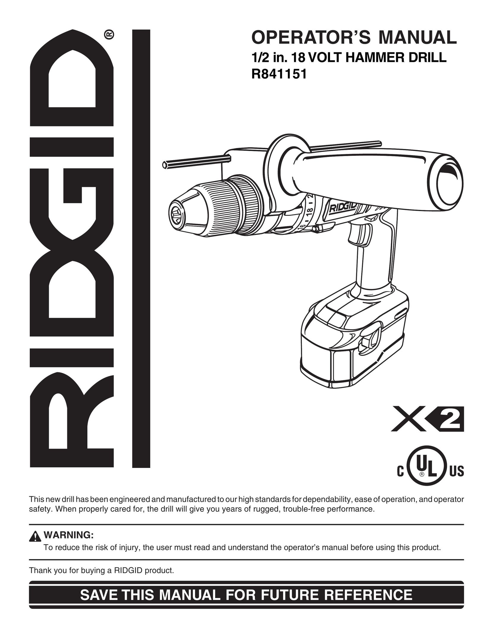 RIDGID R841151 Drill User Manual