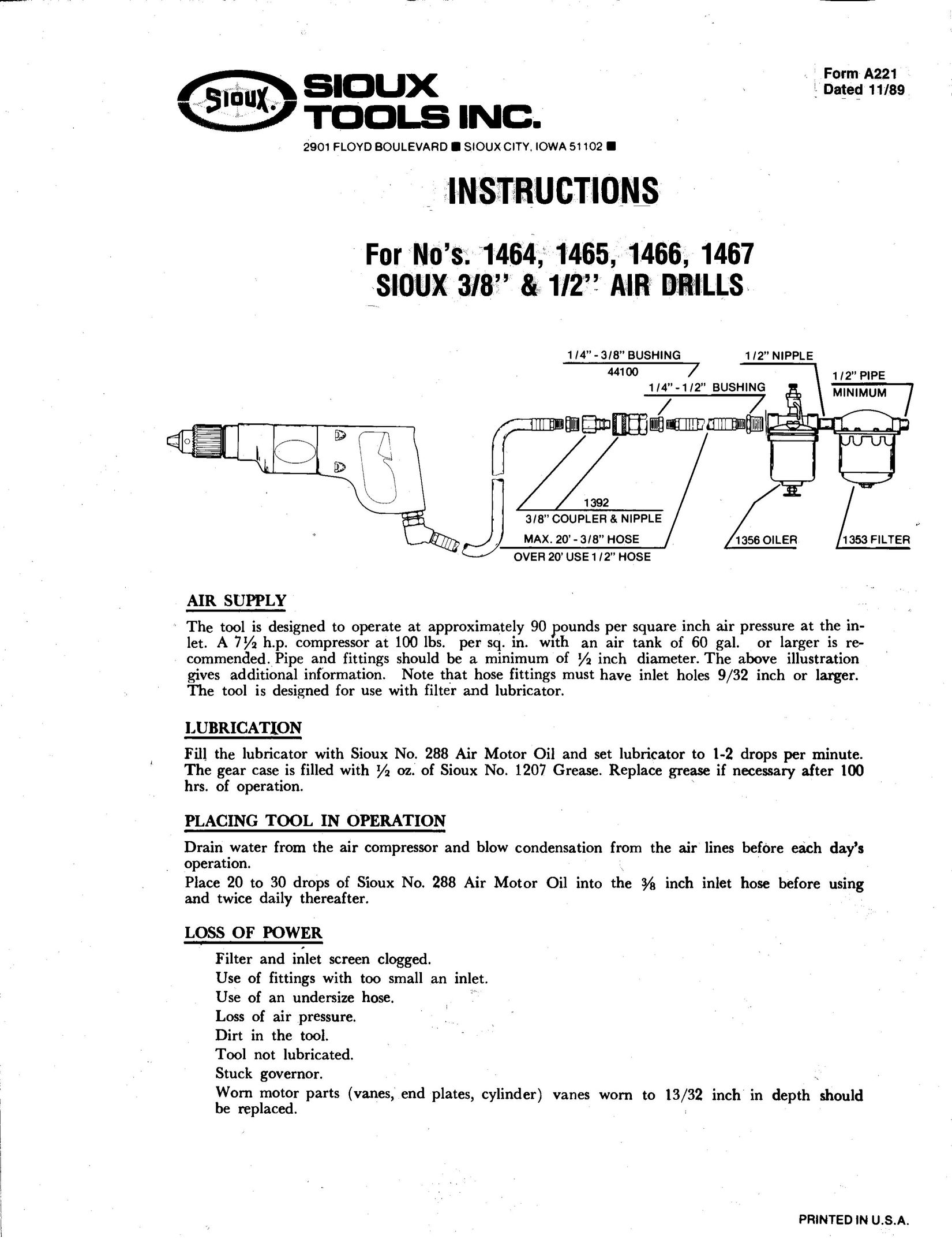 Sioux Tools 1467 Drill User Manual