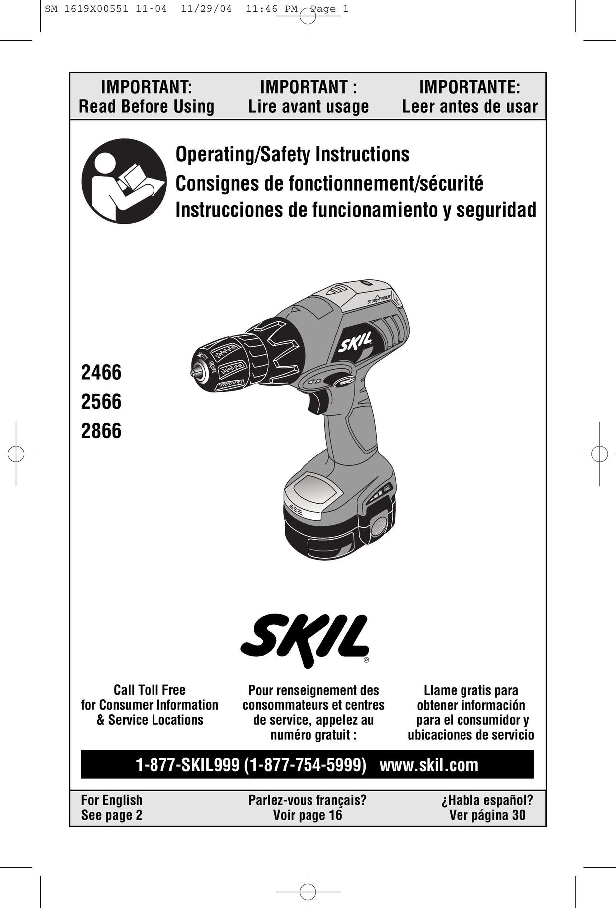 Skil 2466 2566 2866 Drill User Manual