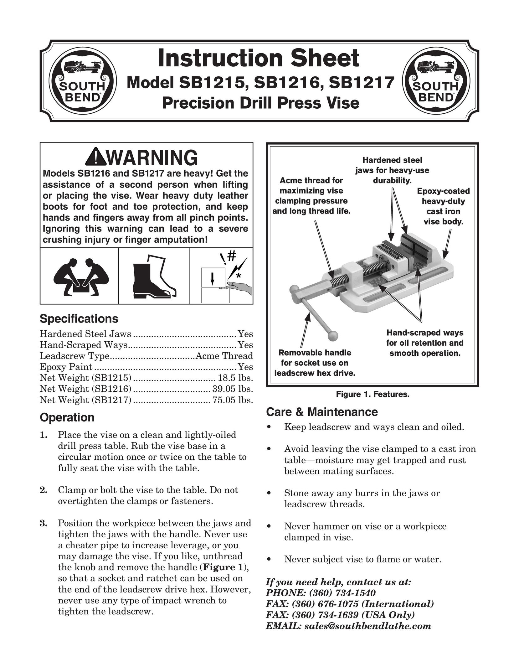 Southbend SB1215 Drill User Manual