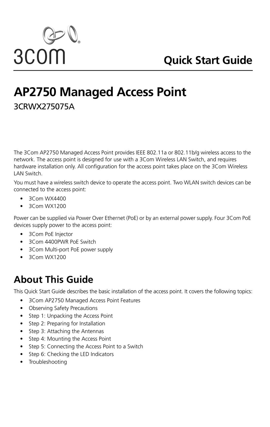3Com AP2750 Dust Collector User Manual