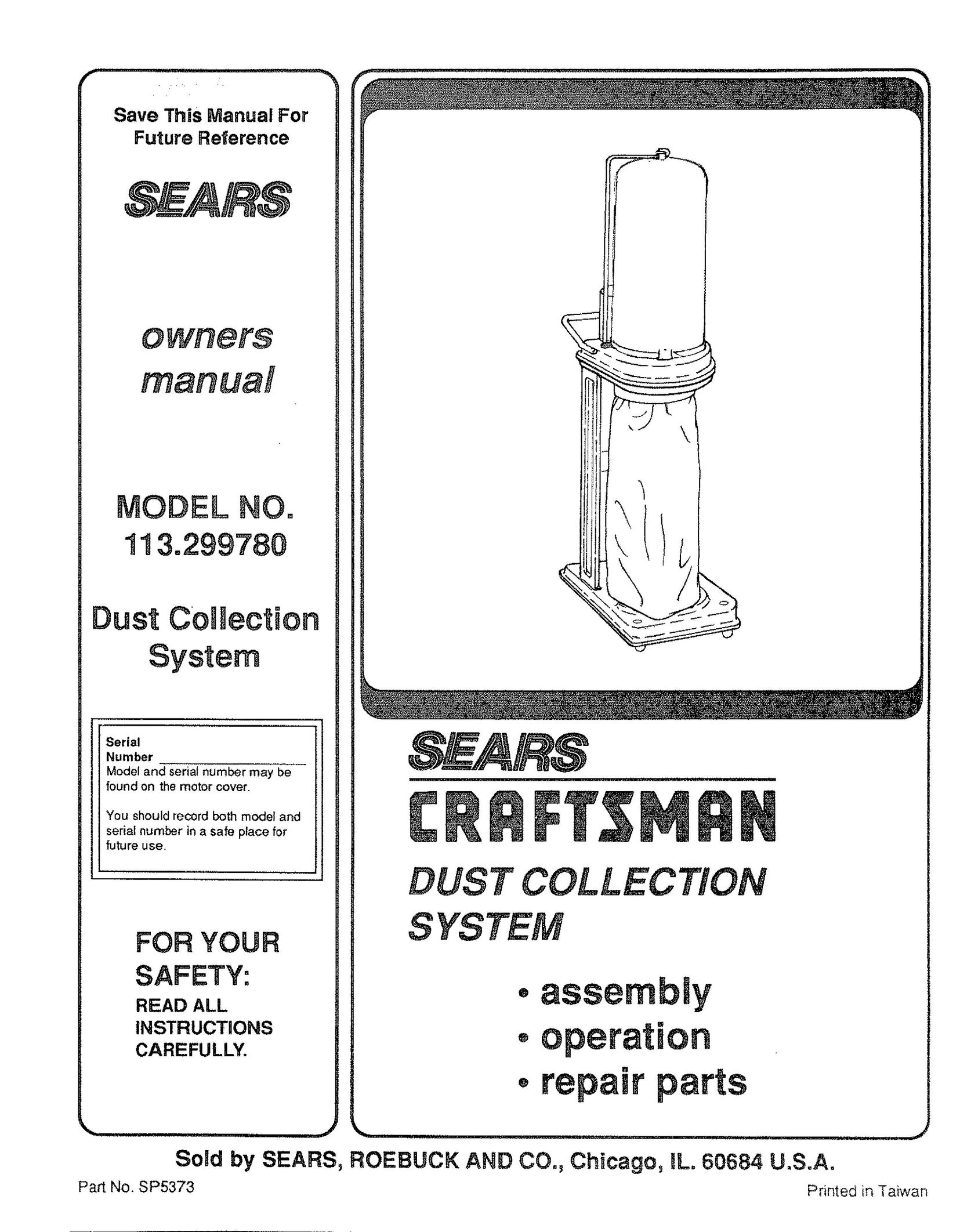 Craftsman SP5373 Dust Collector User Manual