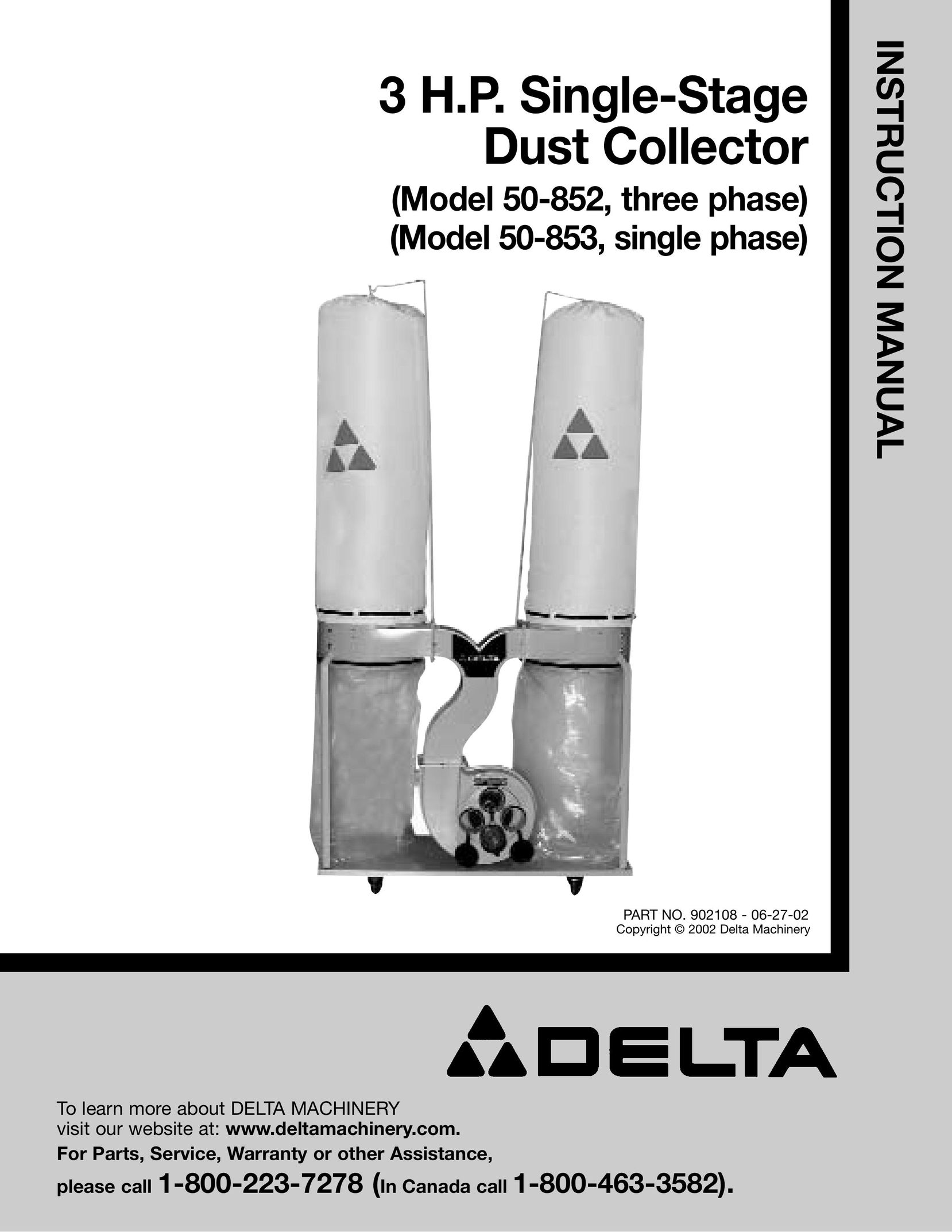 Delta 50-853 Dust Collector User Manual