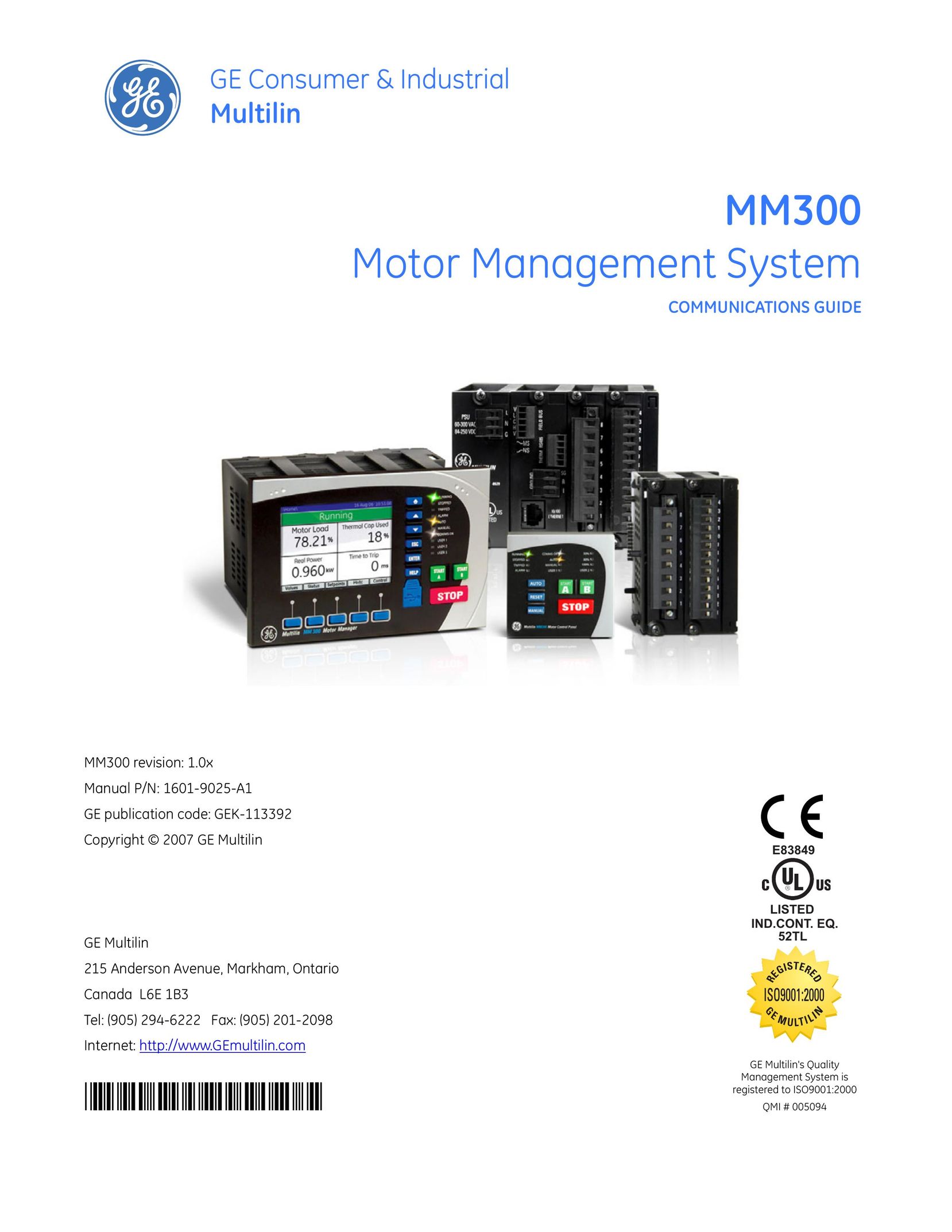 GE MM300 Dust Collector User Manual