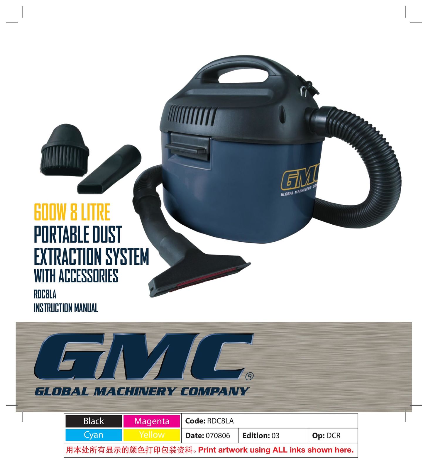 Global Machinery Company RDC8LA Dust Collector User Manual