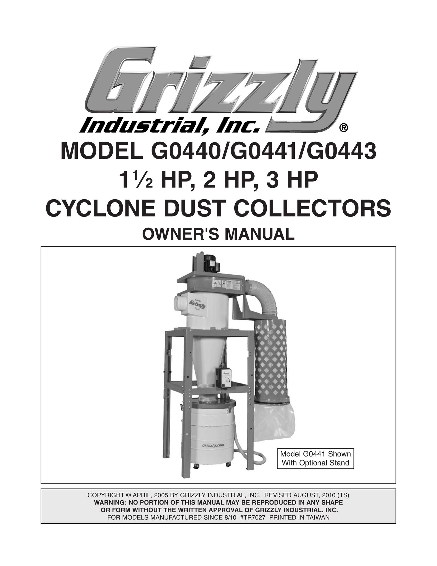 Grizzly G0441 Dust Collector User Manual