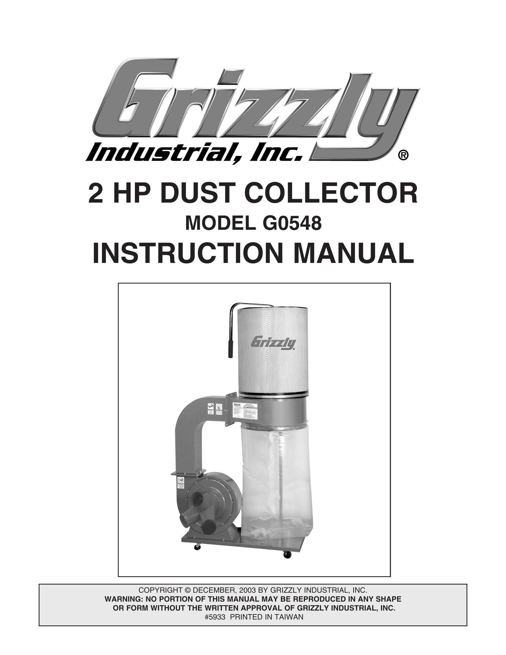 Grizzly G0548 Dust Collector User Manual