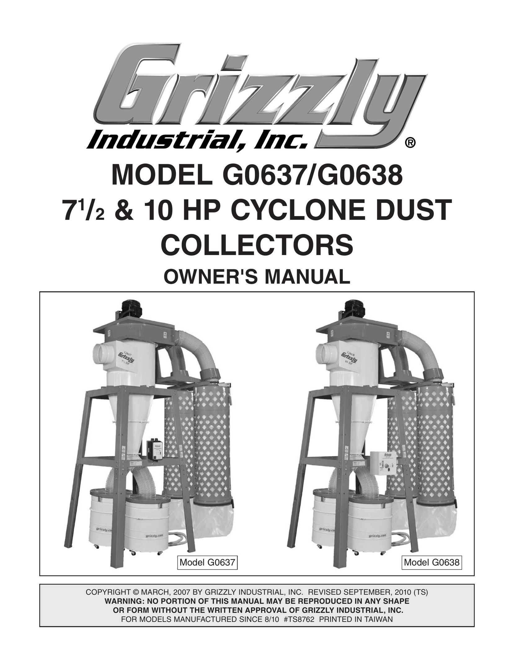 Grizzly G0637 Dust Collector User Manual
