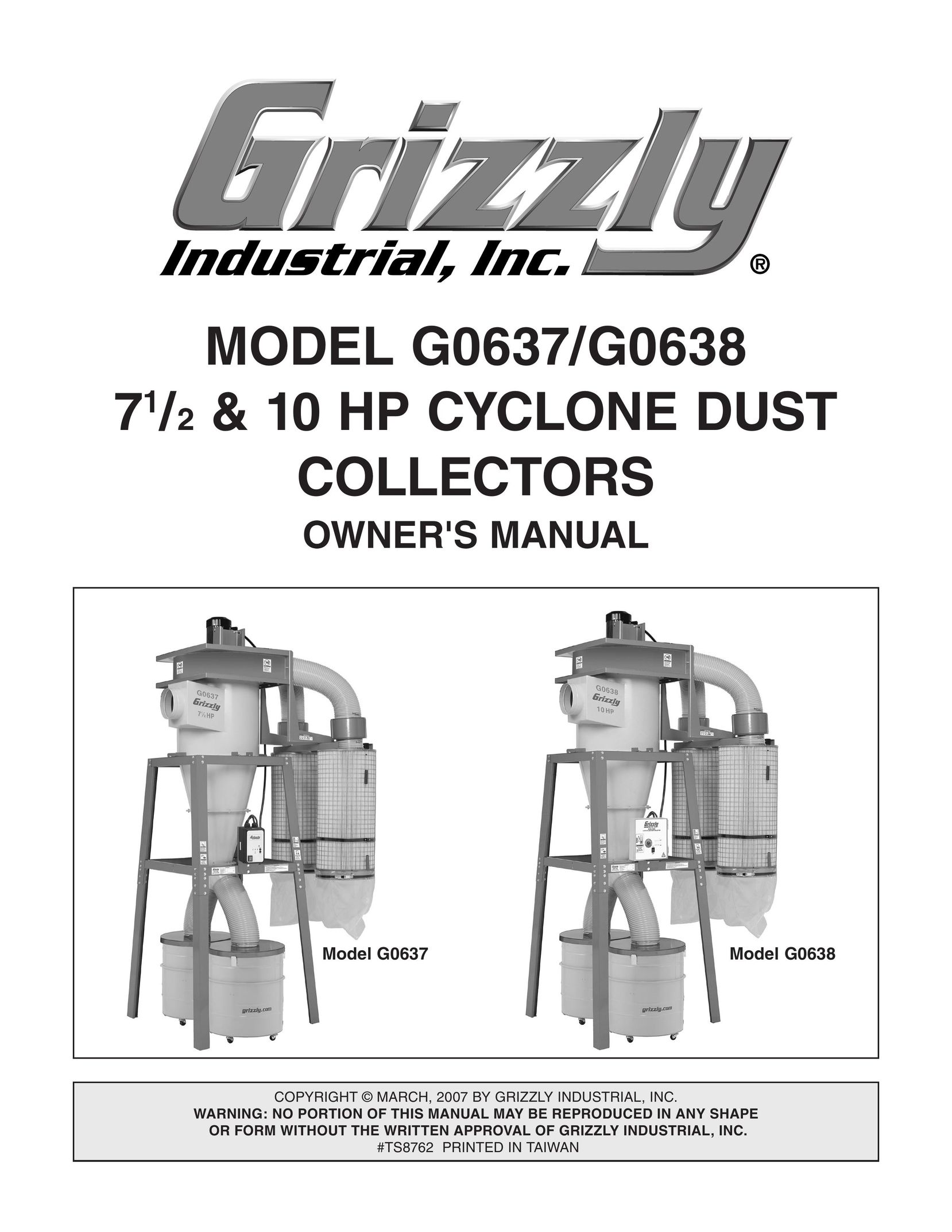 Grizzly G0638 Dust Collector User Manual