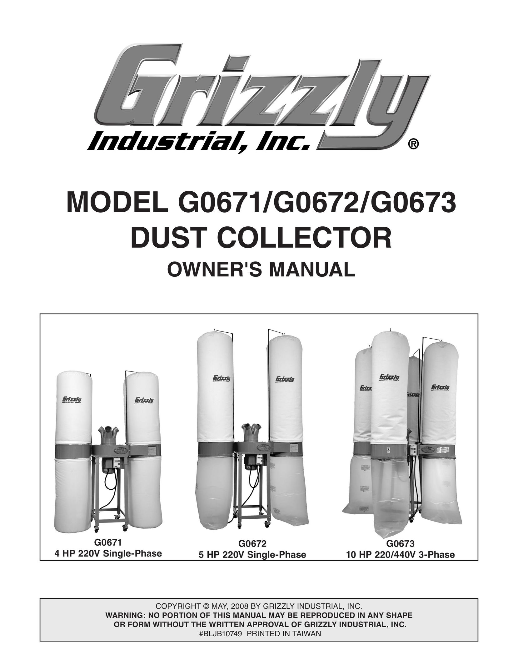 Grizzly G0672 Dust Collector User Manual