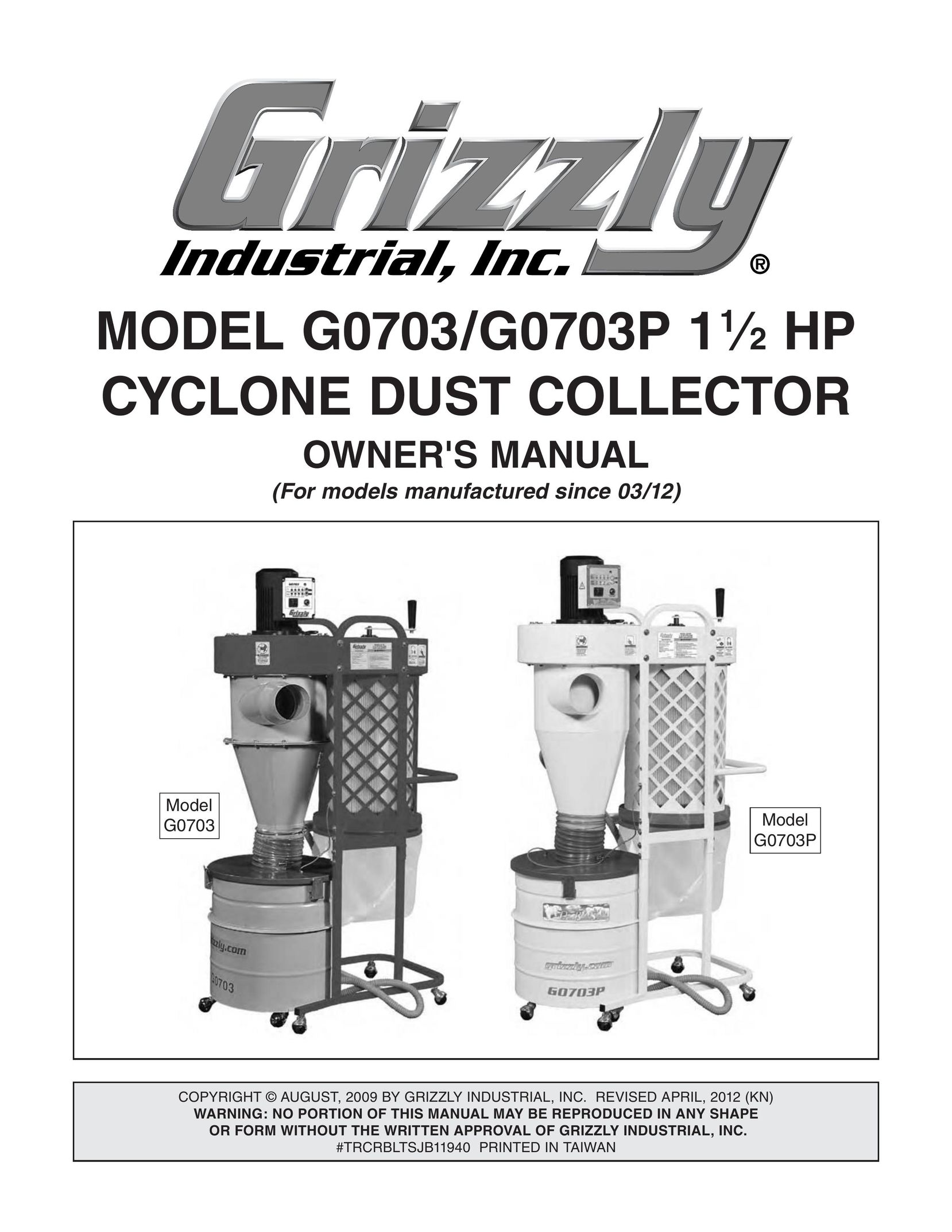 Grizzly G0703 Dust Collector User Manual