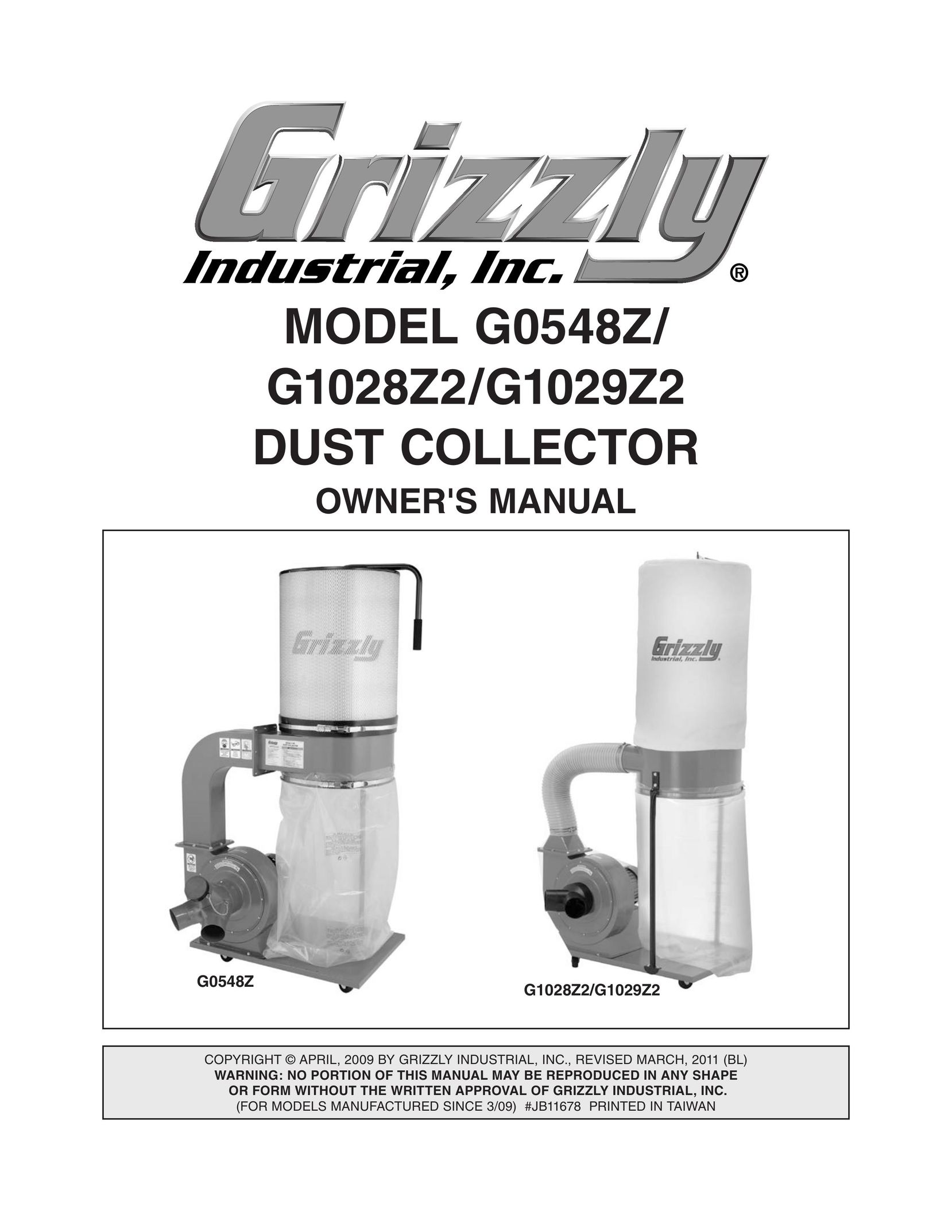 Grizzly G1028Z2 Dust Collector User Manual