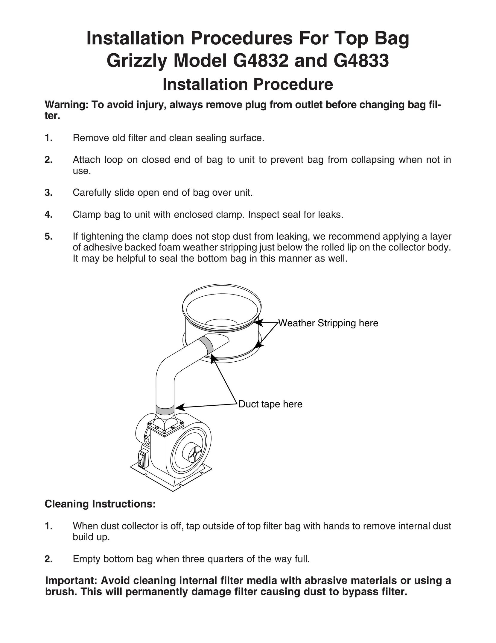 Grizzly G4832 Dust Collector User Manual