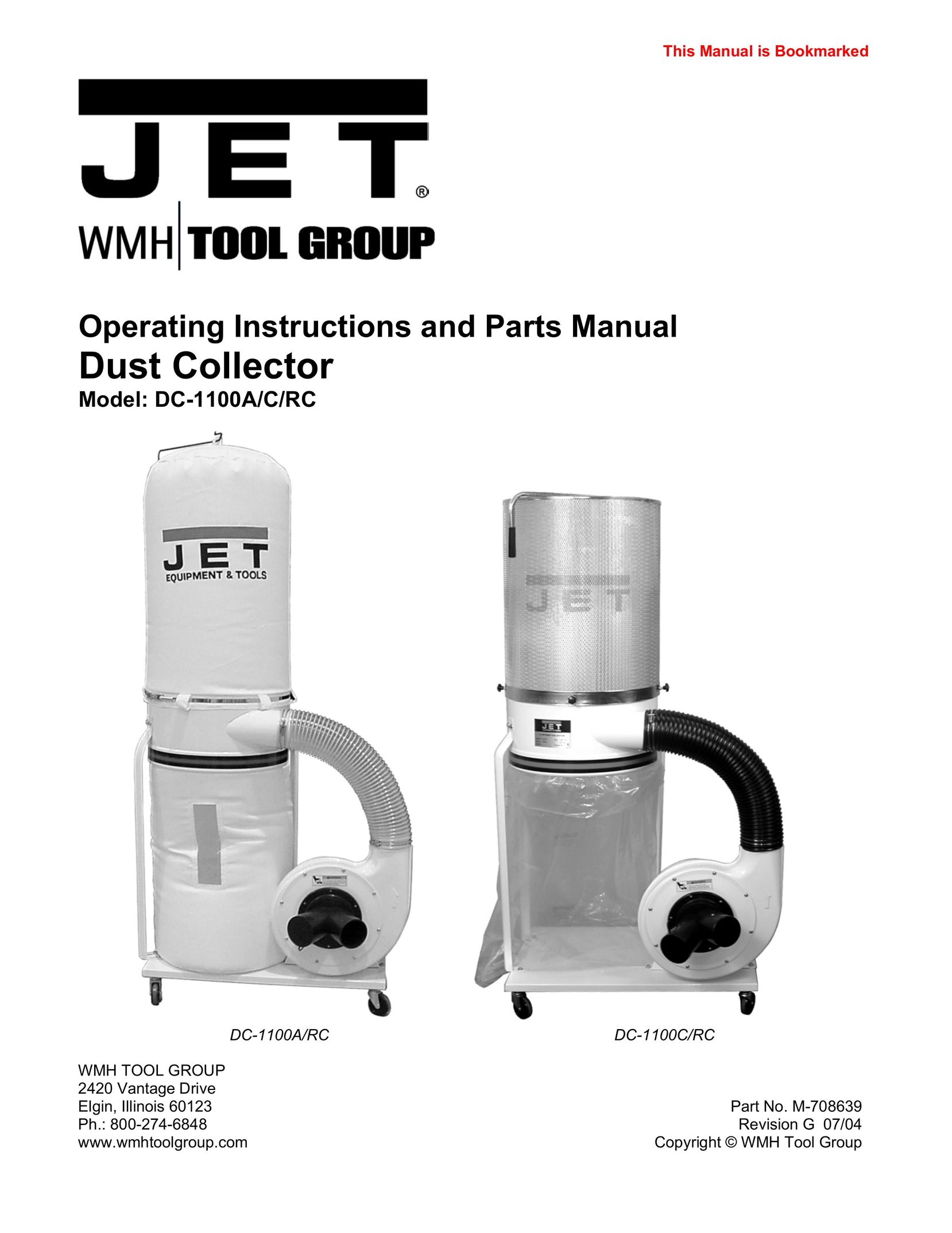 Jet Tools DC-1100G Dust Collector User Manual